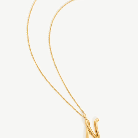 Curly Molten Initial Pendant Necklace - Initial N | 18ct Gold Plated Vermeil Necklaces Missoma 