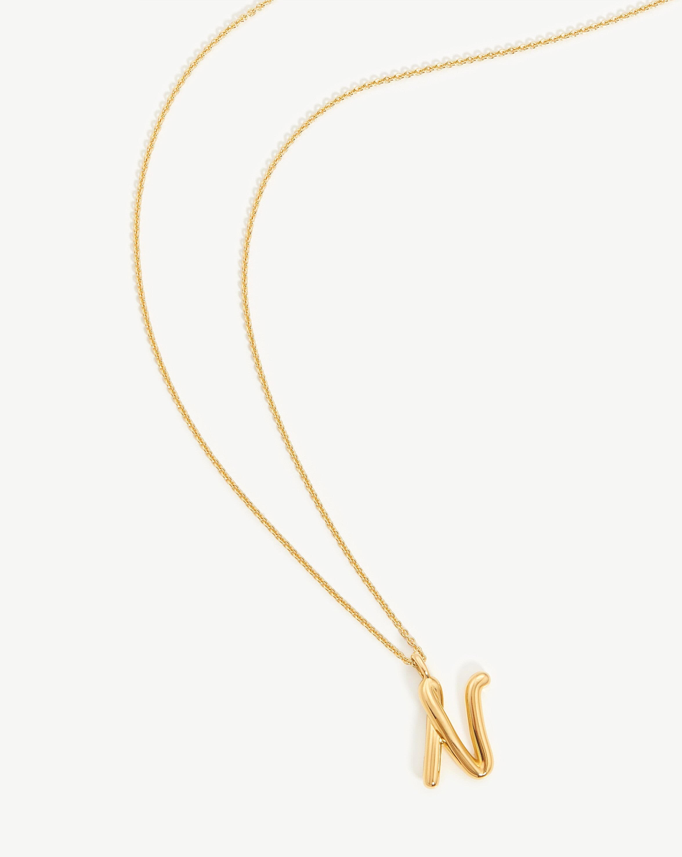 Curly Molten Initial Pendant Necklace - Initial N | 18ct Gold Plated Vermeil Necklaces Missoma 