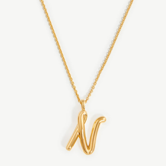 Curly Molten Initial Pendant Necklace - Initial N | 18ct Gold Plated Vermeil Necklaces Missoma 