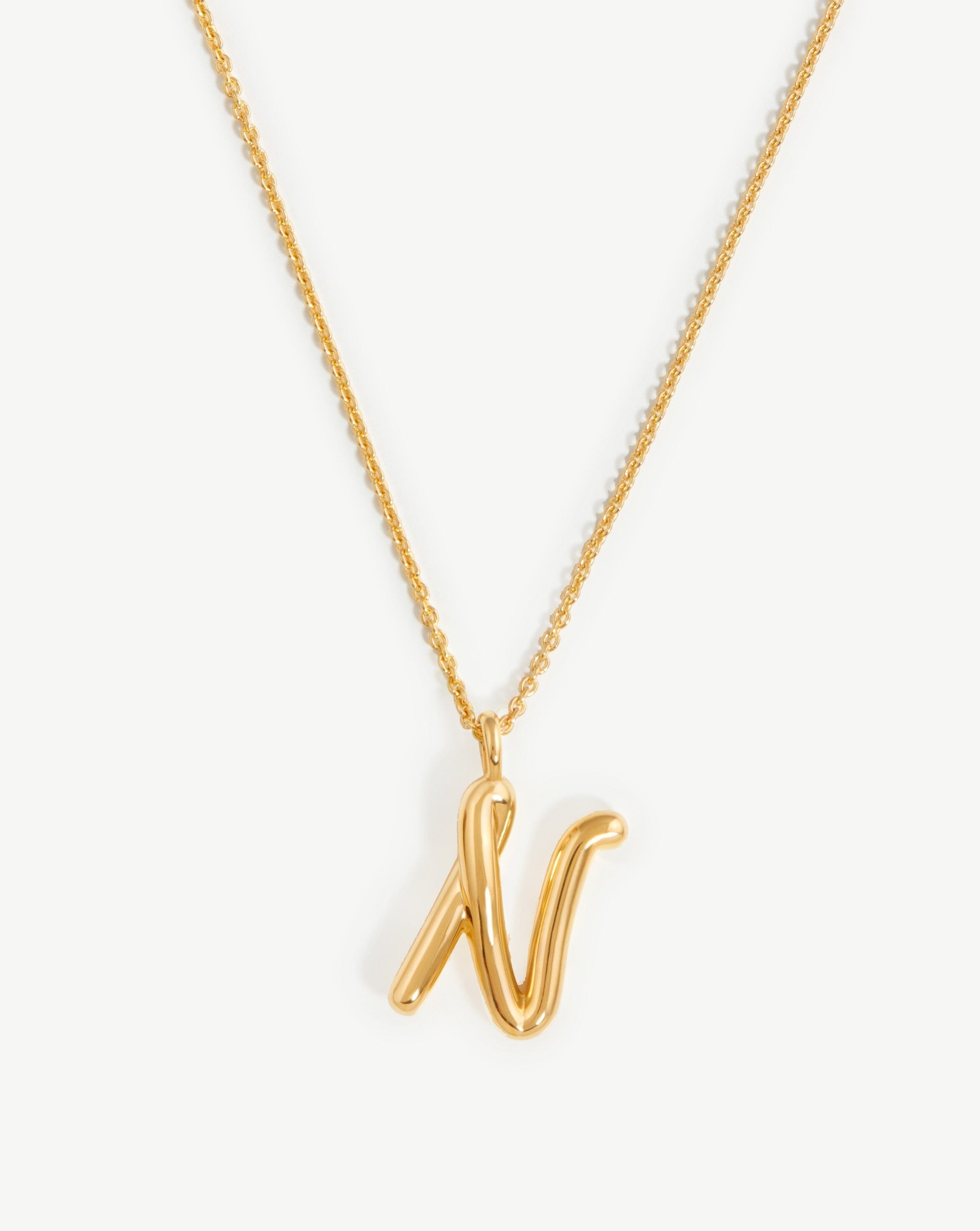 Curly Molten Initial Pendant Necklace - Initial N | 18ct Gold Plated Vermeil Necklaces Missoma 