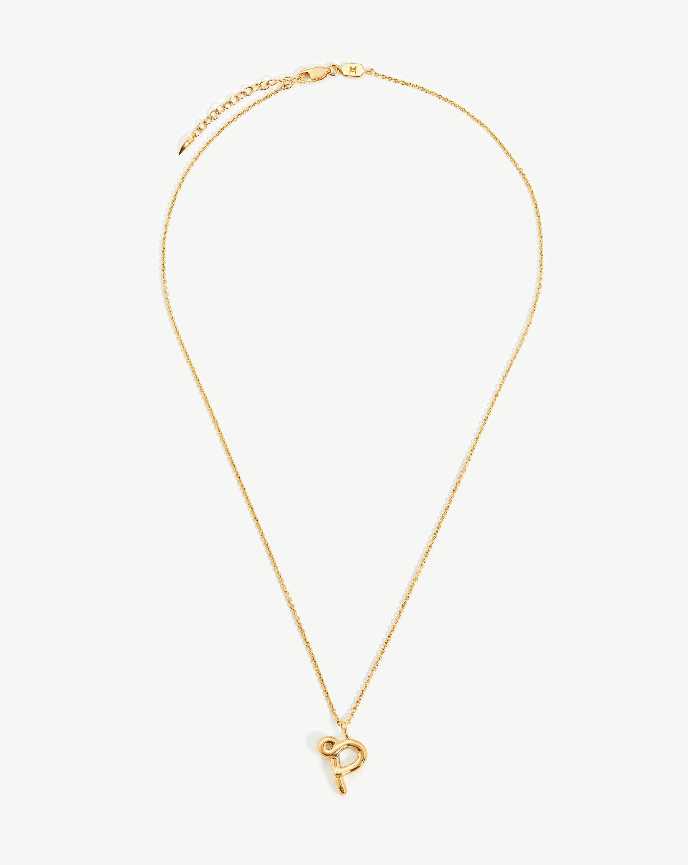 Curly Molten Initial Pendant Necklace - Initial P | 18ct Gold Plated Vermeil Necklaces Missoma 