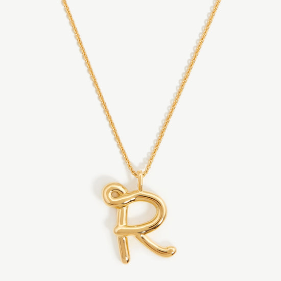 Curly Molten Initial Pendant Necklace - Initial R | 18ct Gold Plated Vermeil Necklaces Missoma 