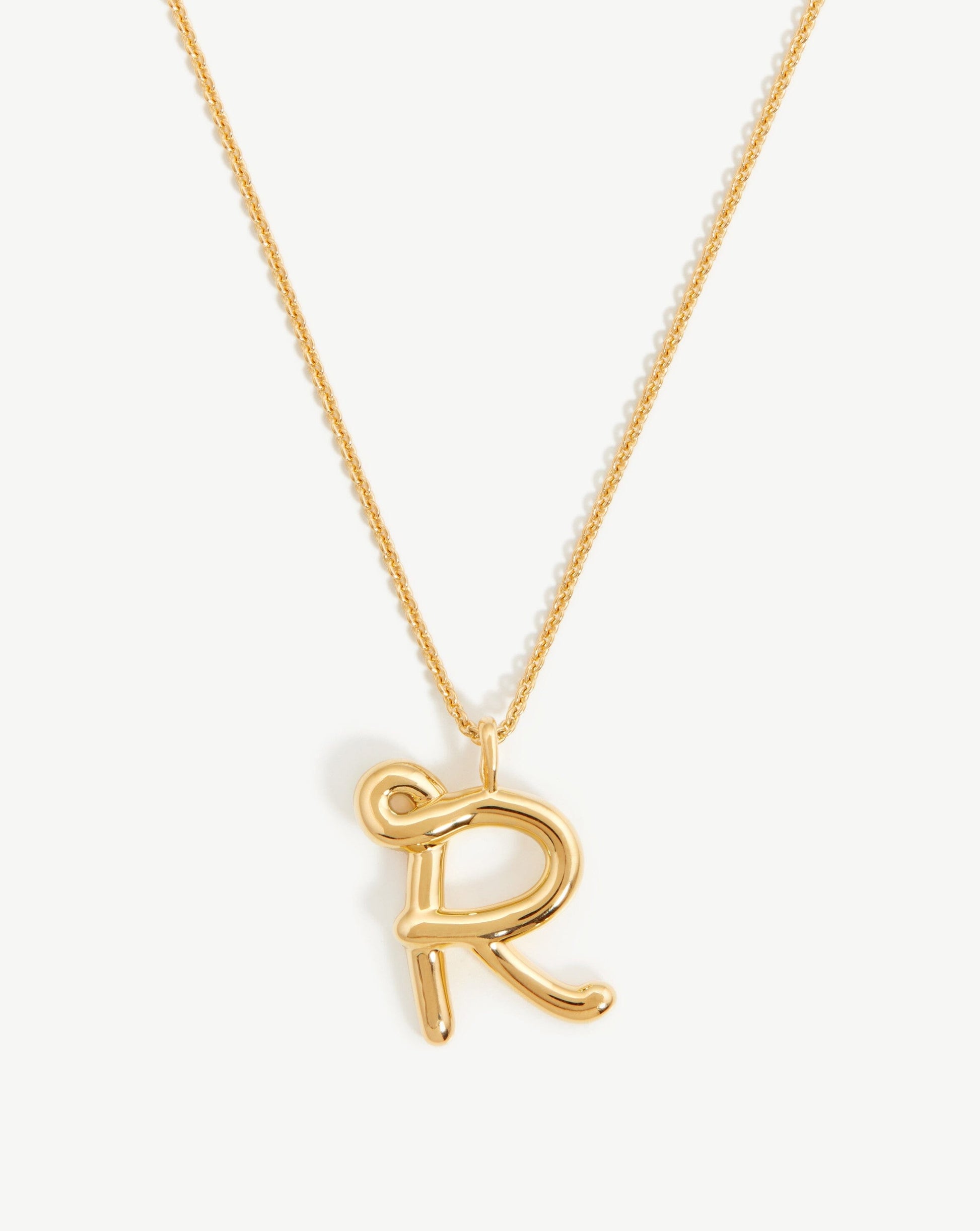 Curly Molten Initial Pendant Necklace - Initial R | 18ct Gold Plated Vermeil Necklaces Missoma 