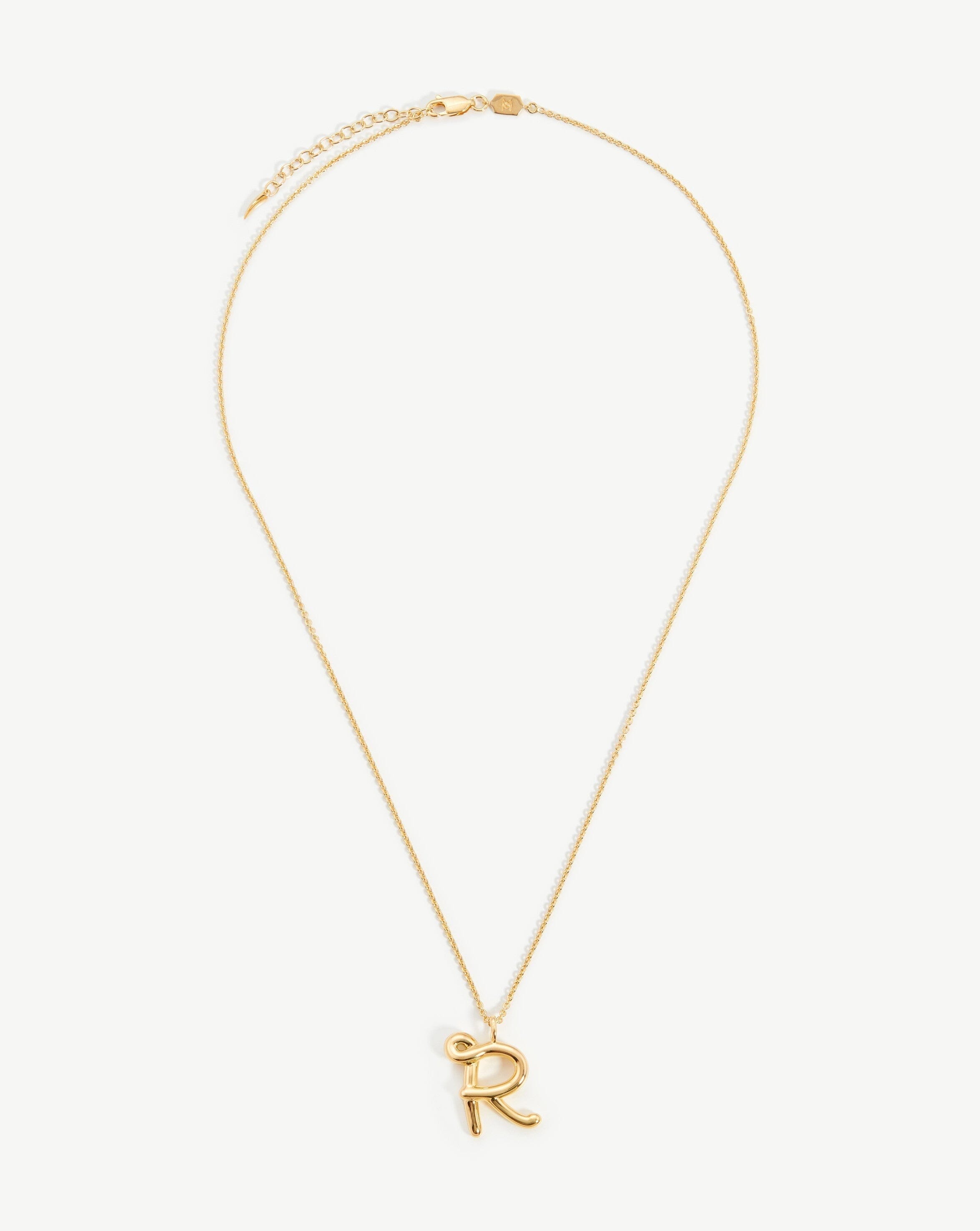 Curly Molten Initial Pendant Necklace - Initial R | 18ct Gold Plated Vermeil Necklaces Missoma 