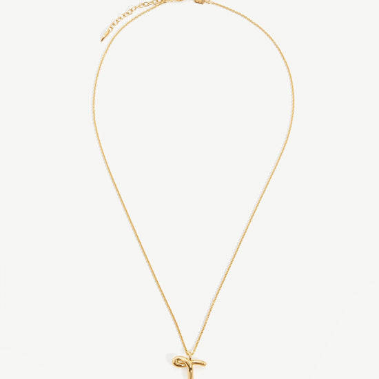 Curly Molten Initial Pendant Necklace - Initial T | 18ct Gold Plated Vermeil Necklaces Missoma 