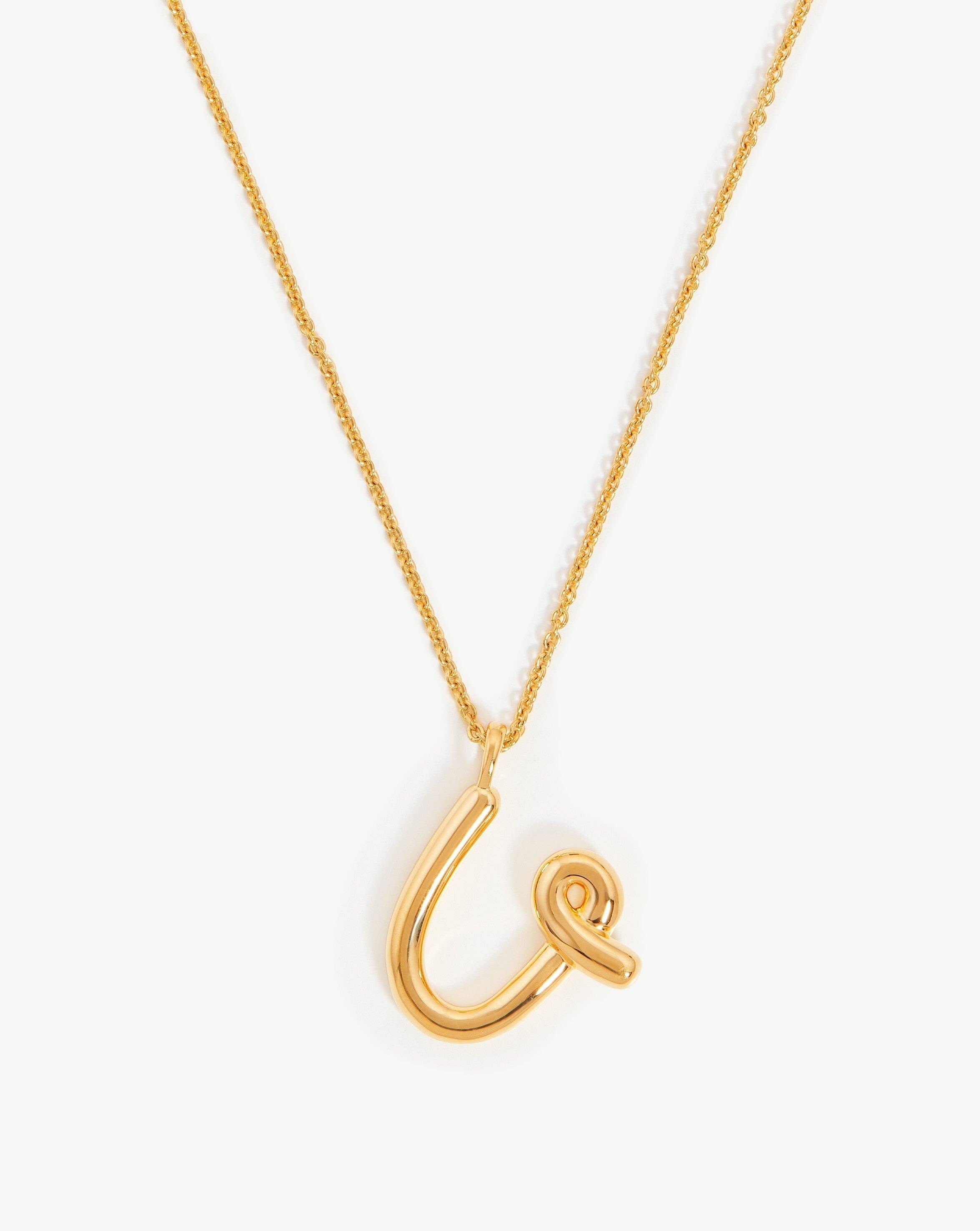 Curly Molten Initial Pendant Necklace - Initial U | 18ct Gold Plated Vermeil Necklaces Missoma 