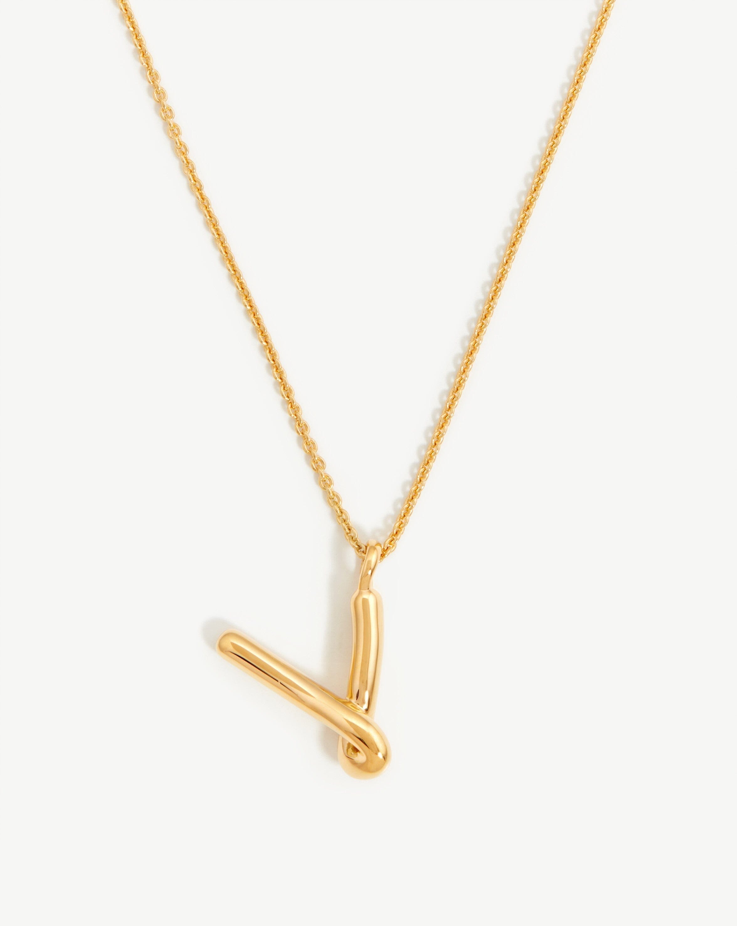 Curly Molten Initial Pendant Necklace - Initial V | 18ct Gold Plated Vermeil Necklaces Missoma 