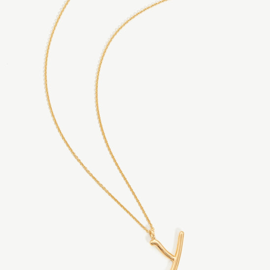 Curly Molten Initial Pendant Necklace - Initial Y | 18ct Gold Plated Vermeil Necklaces Missoma 
