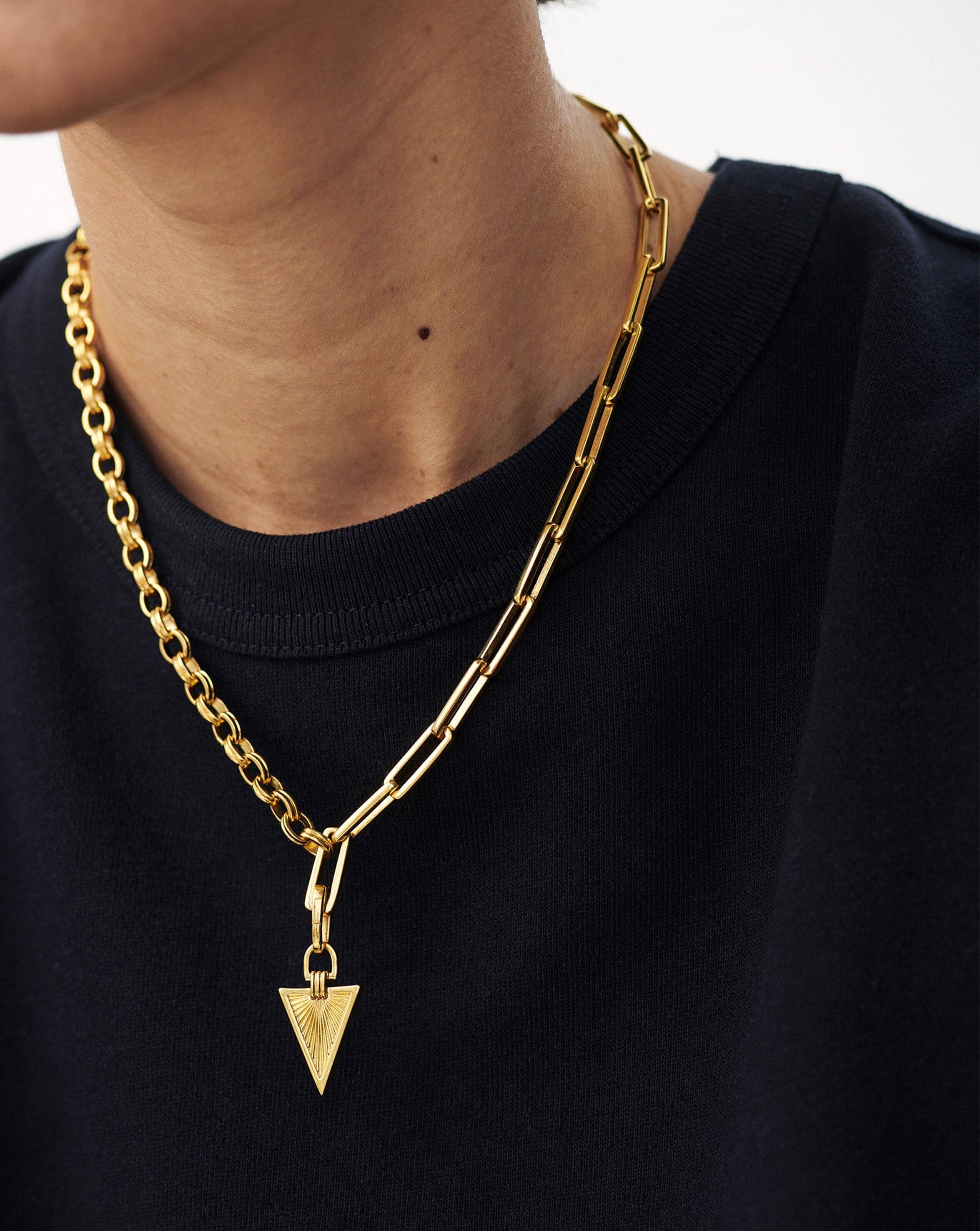 Deconstructed Axiom Ridge Triangle Chain Necklace | 18ct Gold Plated Necklaces Missoma 