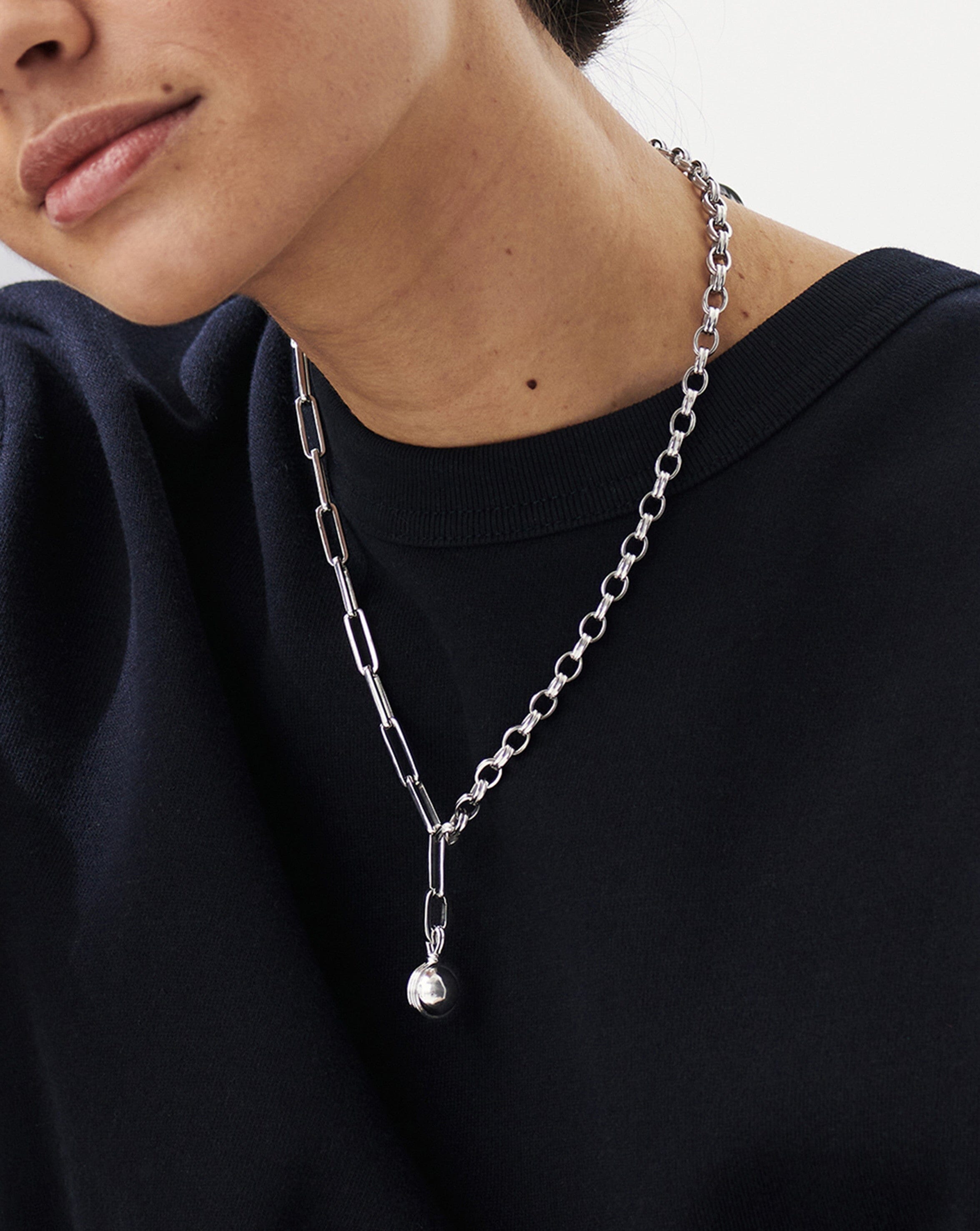 Deconstructed Axiom Small Sphere Chain Necklace | Silver Plated Necklaces Missoma 