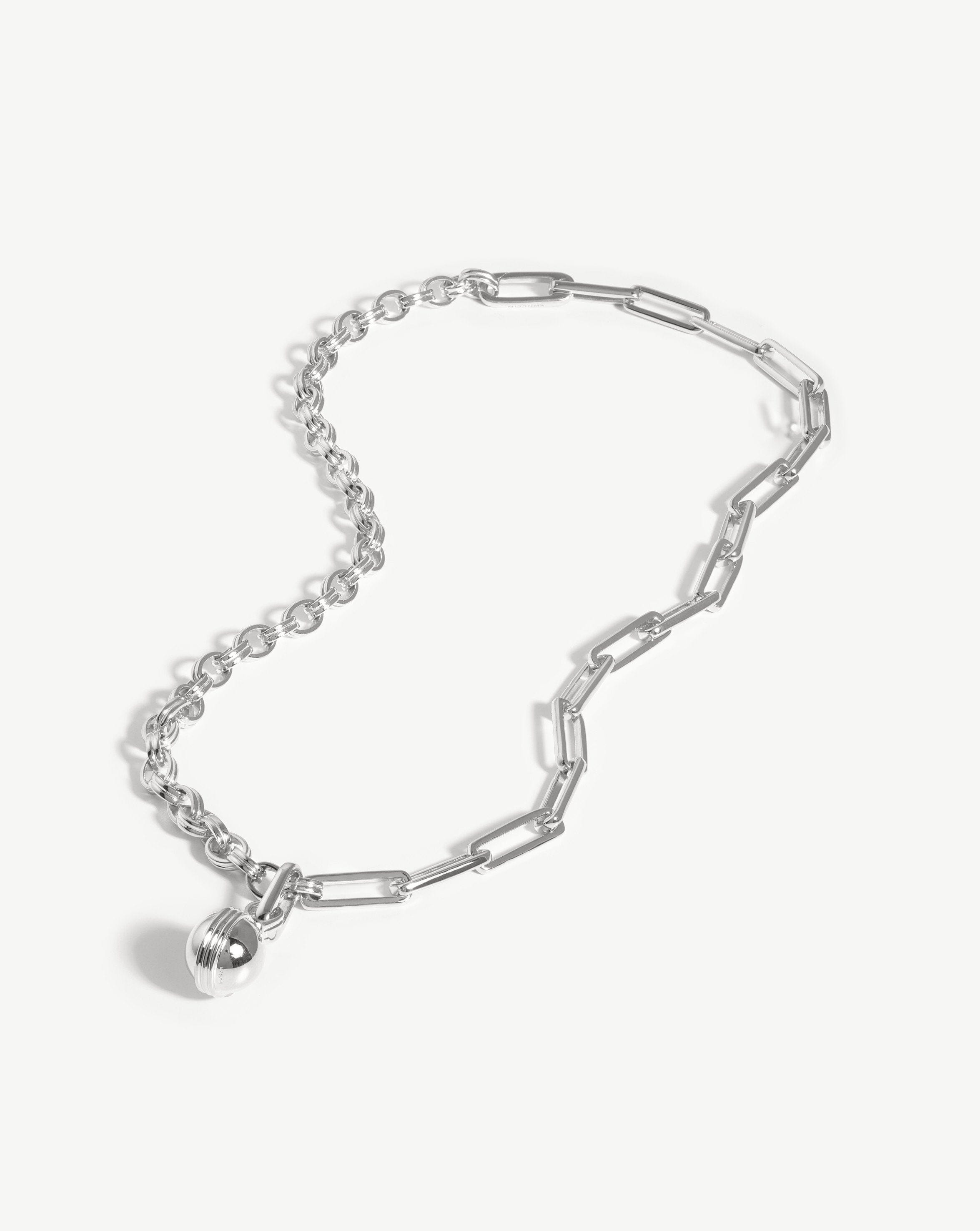 Deconstructed Axiom Small Sphere Chain Necklace | Silver Plated Necklaces Missoma 