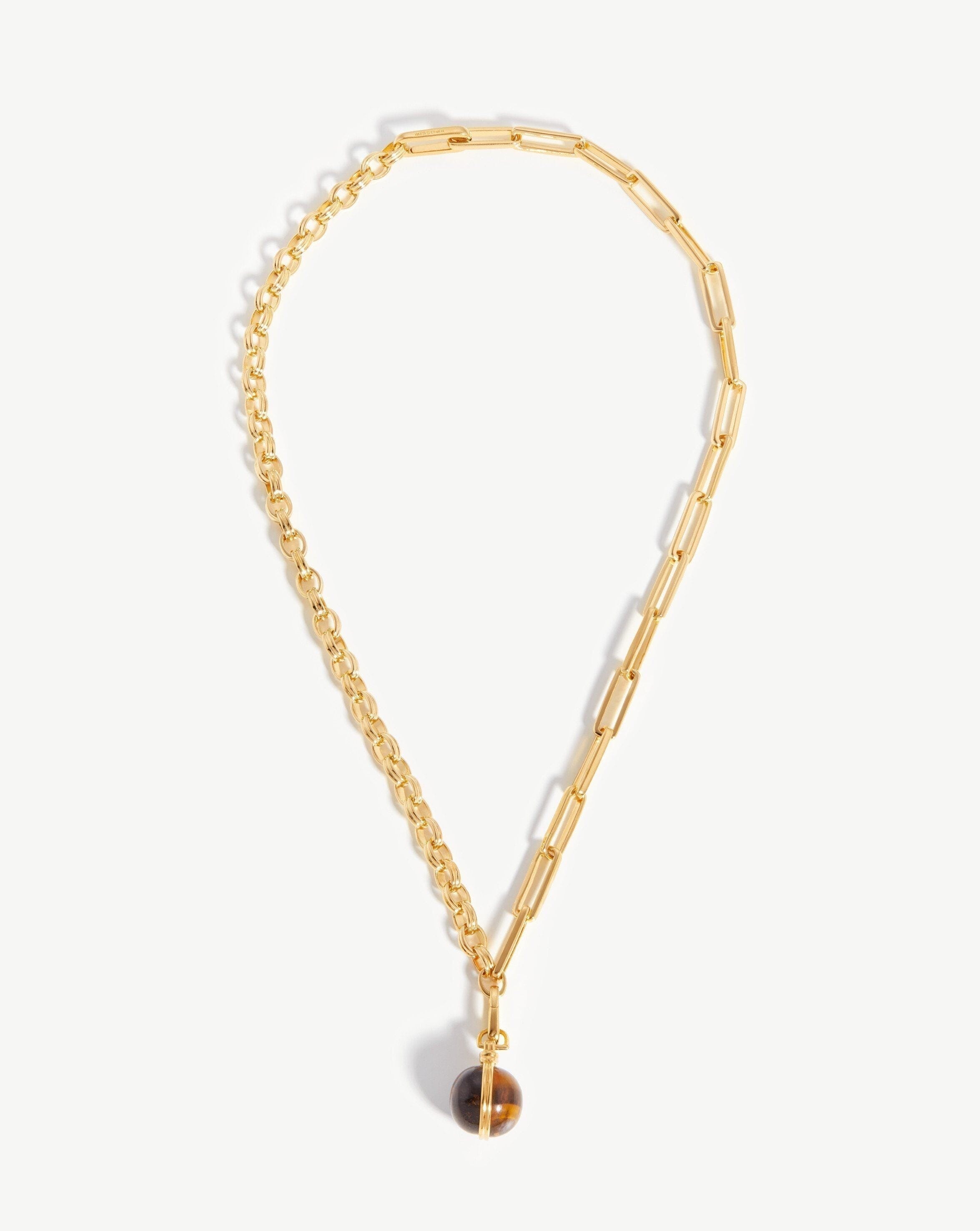 Deconstructed Axiom Sphere Chain Necklace | 18ct Gold Plated/Tiger's Eye Necklaces Missoma 