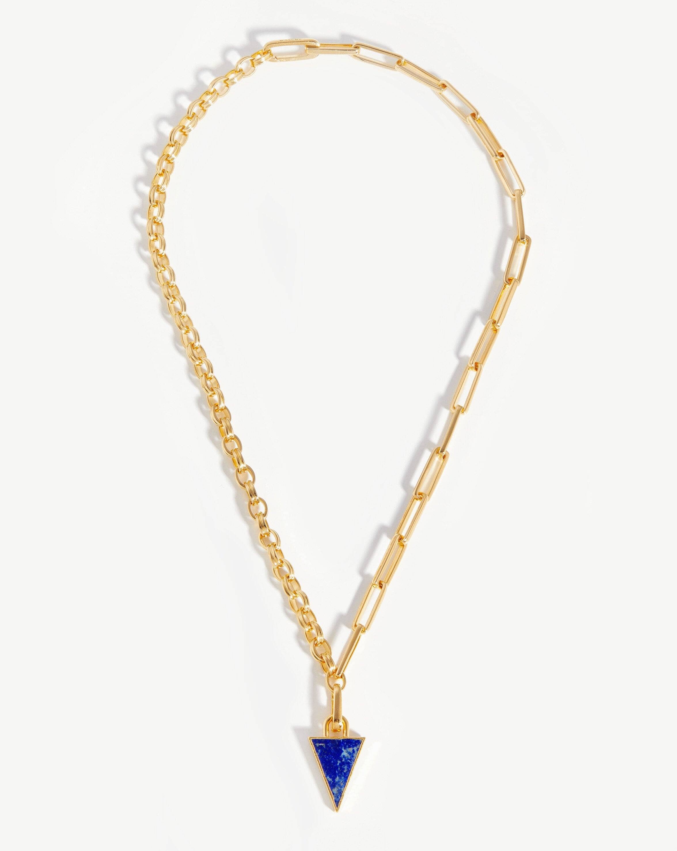 Deconstructed Axiom Triangle Chain Necklace | 18ct Gold Plated/Lapis Necklaces Missoma 