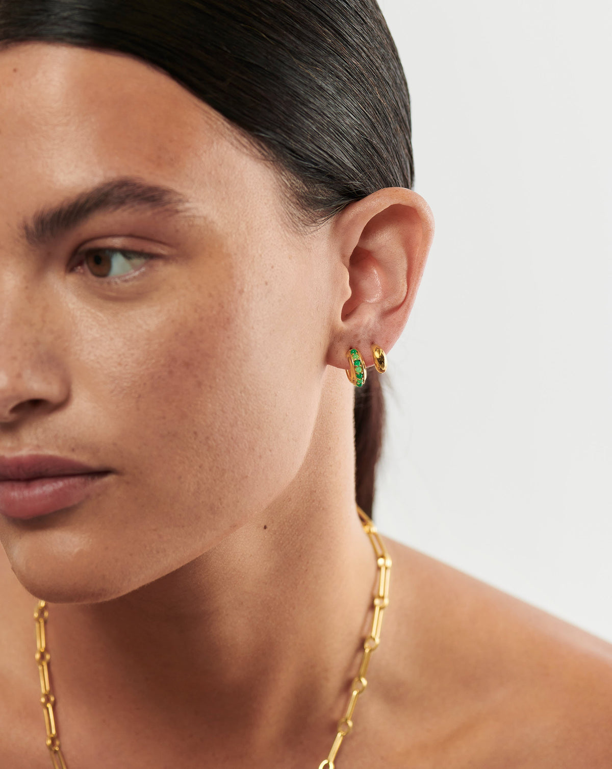 Dome & Gemstone Mini Hoop Earring Set Layering Sets Missoma