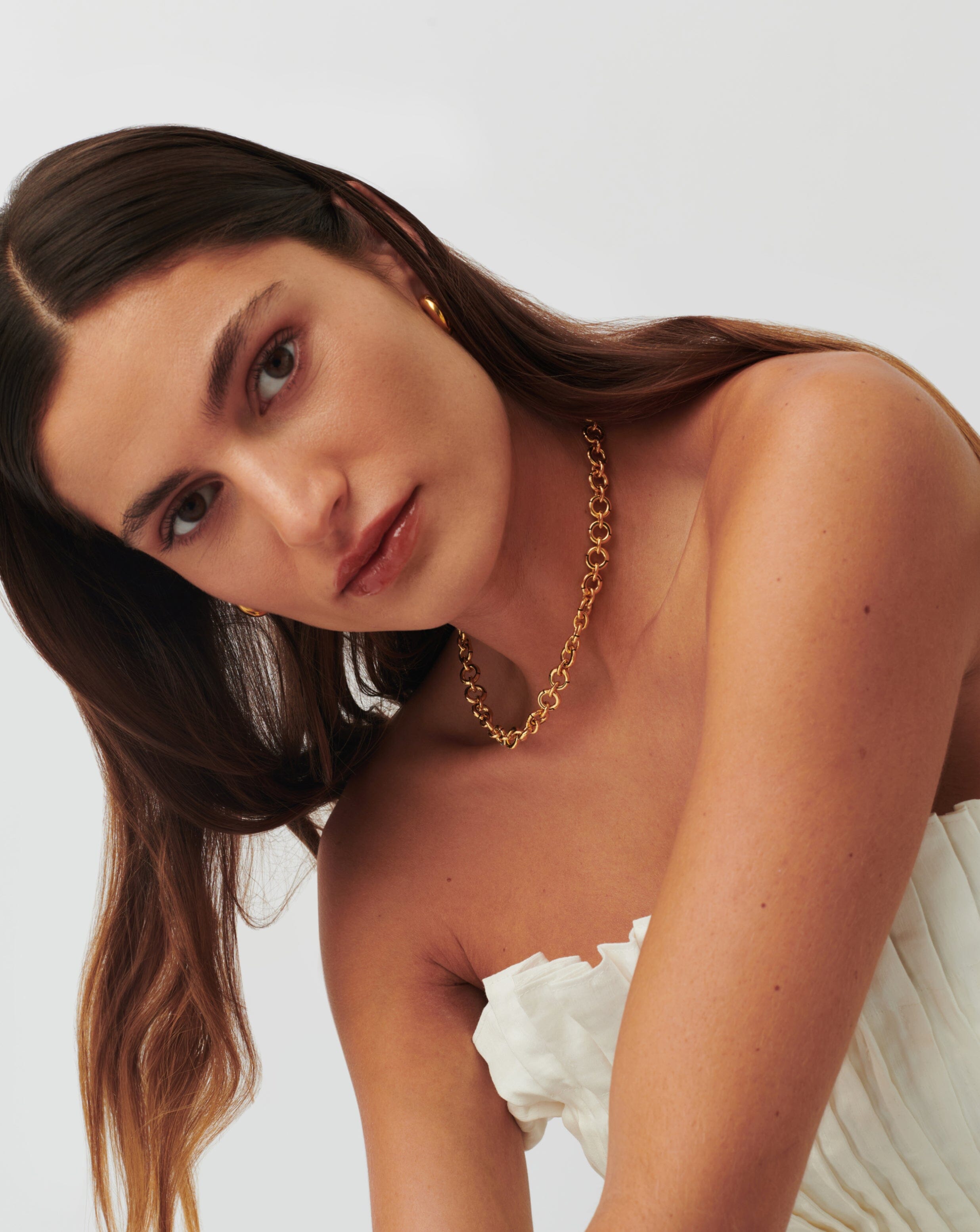 Enamel Byline Link Chunky Chain Choker 18ct Gold Plated on Brass