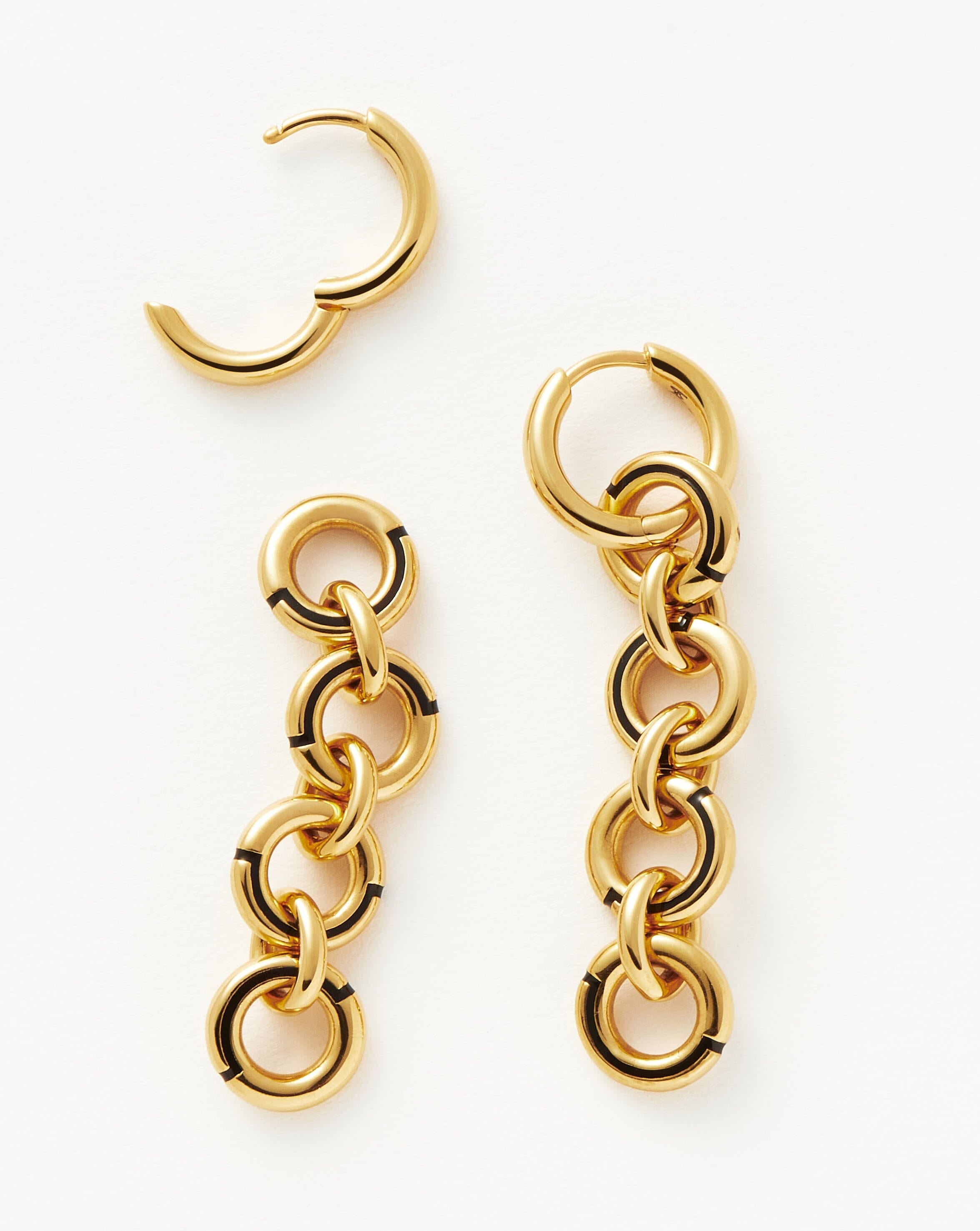 Enamel Byline Link Drop Hoop Earrings | 18ct Gold Plated Earrings Missoma 