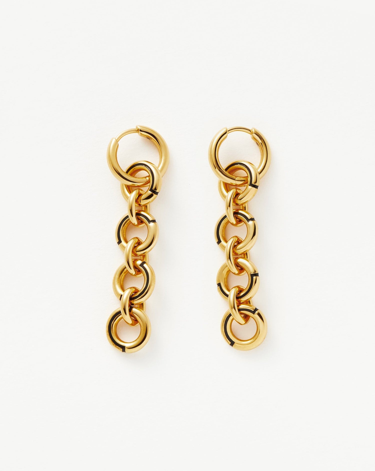 Enamel Byline Link Drop Hoop Earrings | 18ct Gold Plated Earrings Missoma 