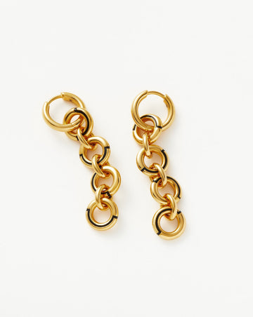 Enamel Byline Link Drop Hoop Earrings | 18ct Gold Plated Earrings Missoma 