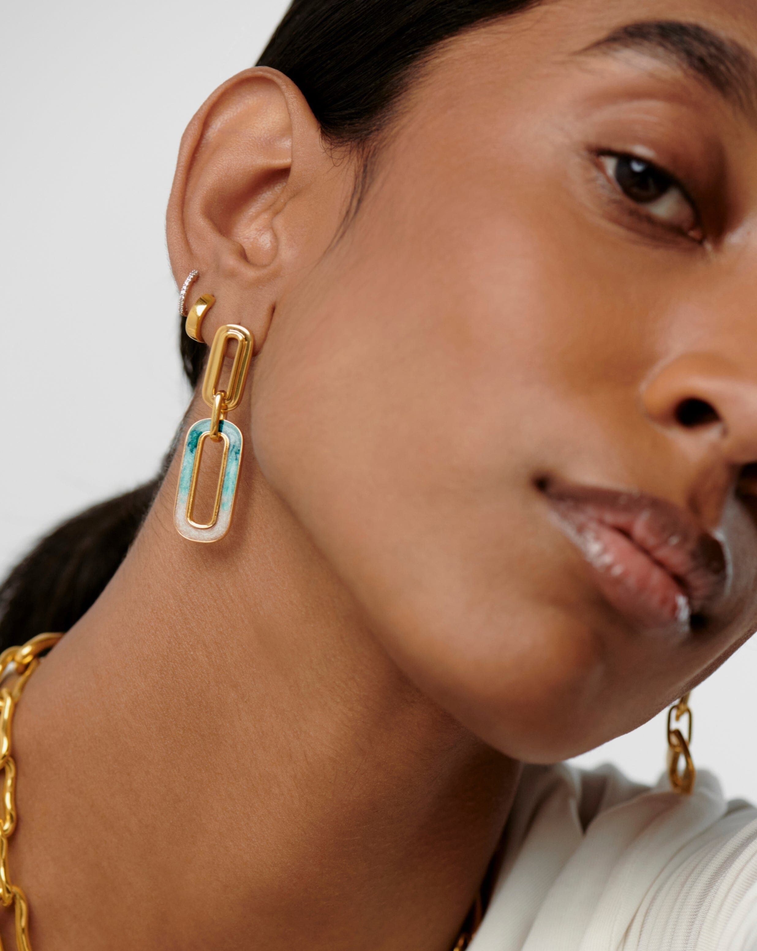 Enamel Haze Ombre Ovate Drop Hoop Earrings Earrings Missoma 