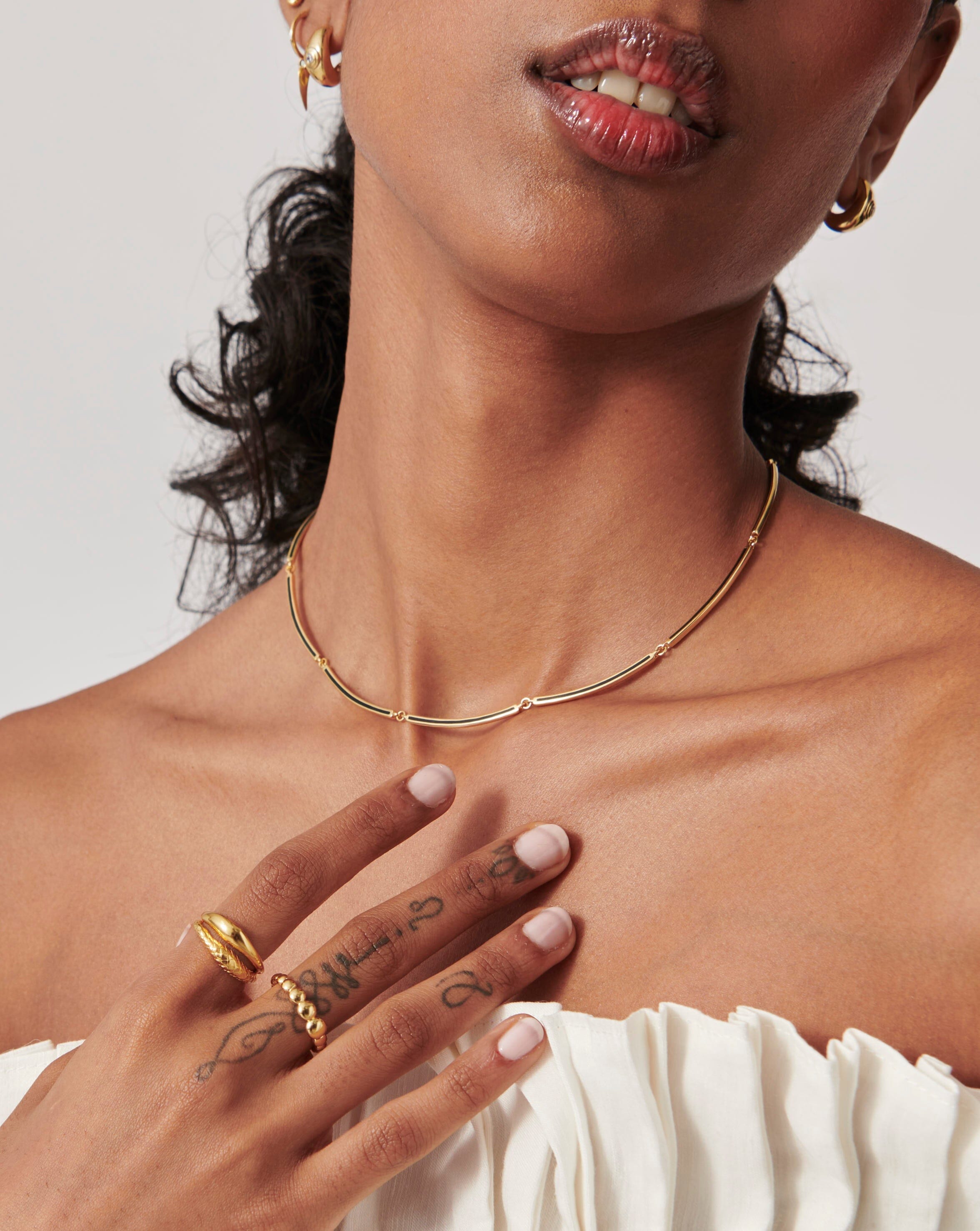 Enamel Reversible Byline Link Choker | 18ct Gold Plated Necklaces Missoma 