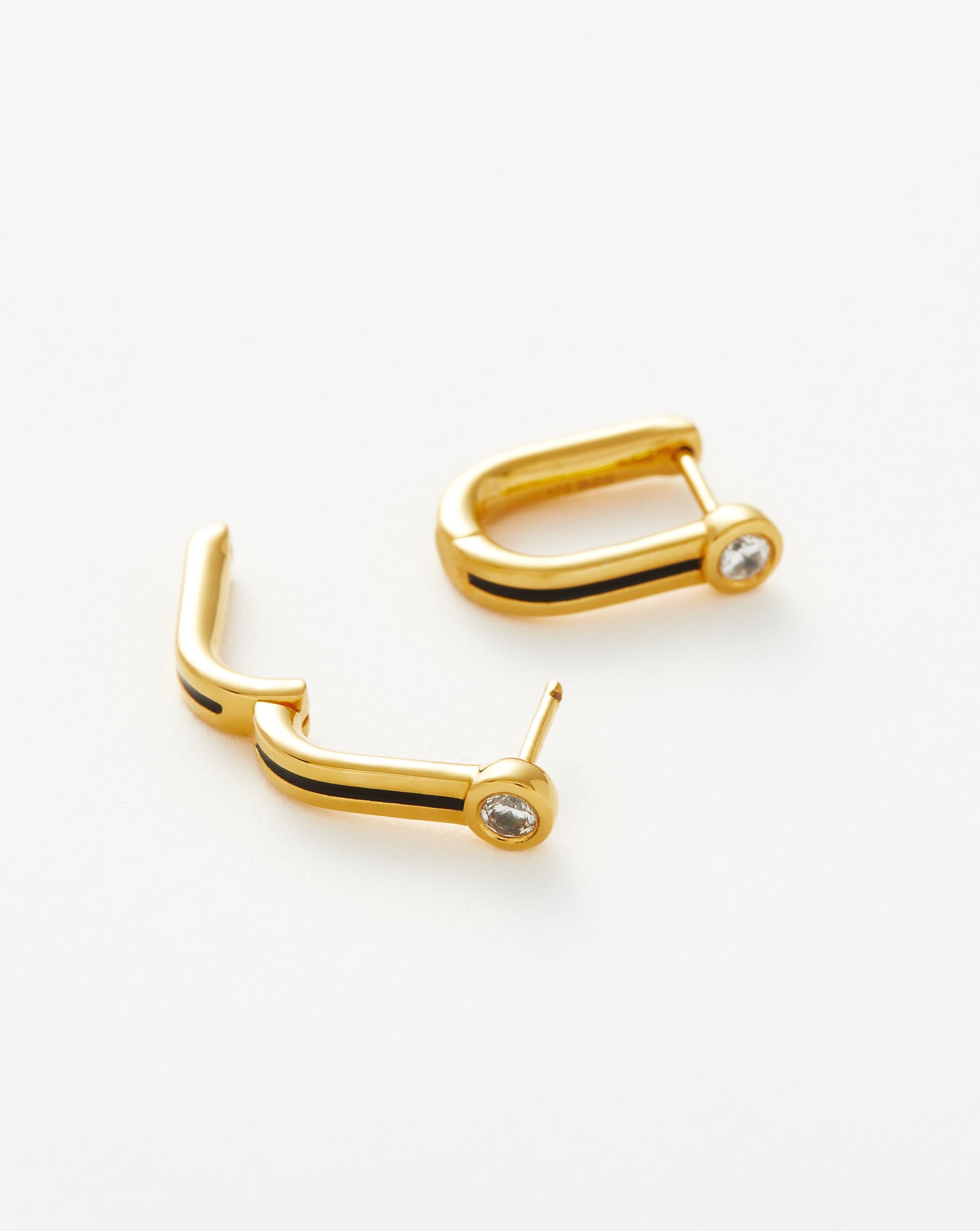 Enamel & Stone Byline Beaded Ovate Huggies | 18ct Gold Plated Vermeil/Cubic Zirconia Earrings Missoma 