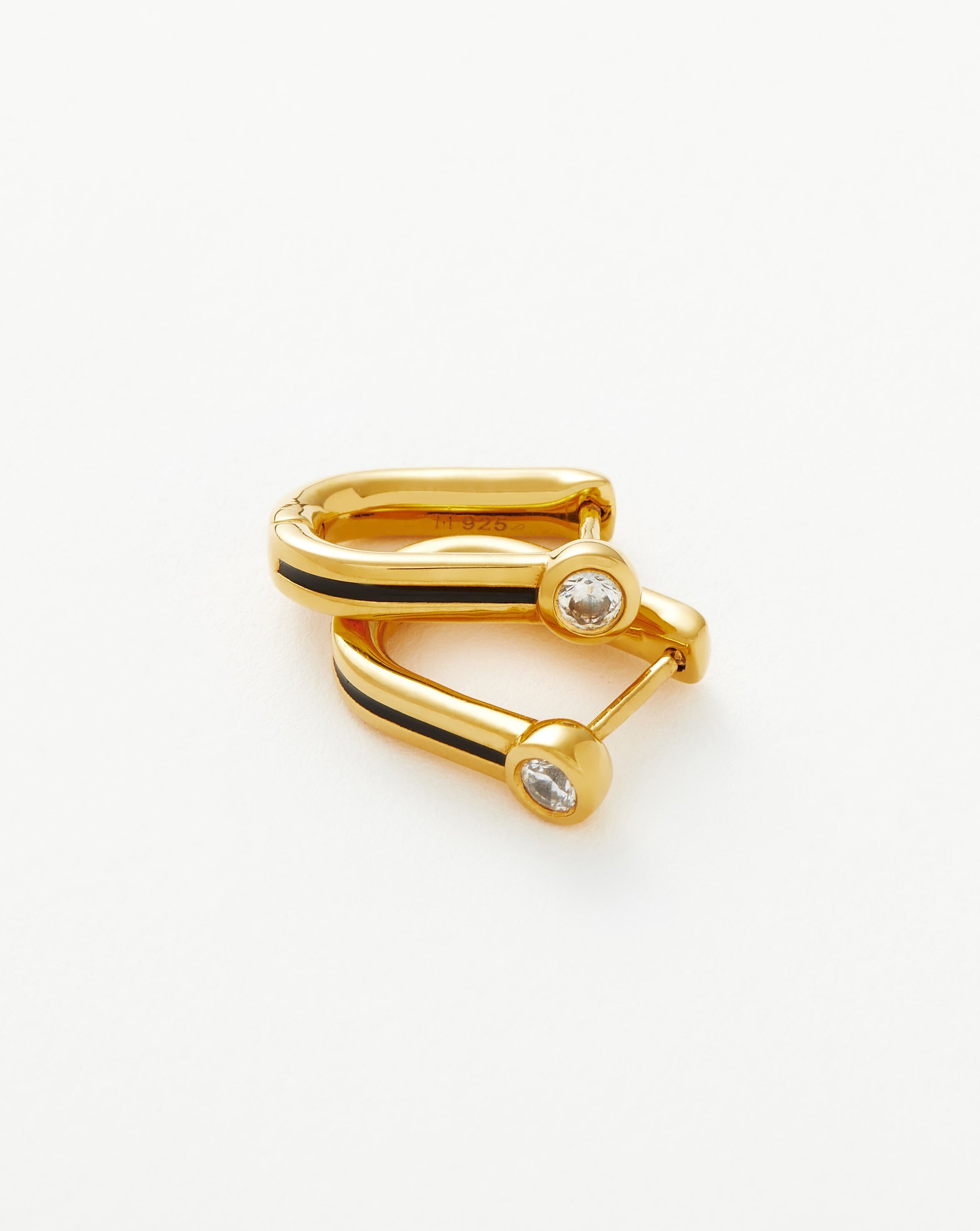 Enamel & Stone Byline Beaded Ovate Huggies | 18ct Gold Plated Vermeil/Cubic Zirconia Earrings Missoma 