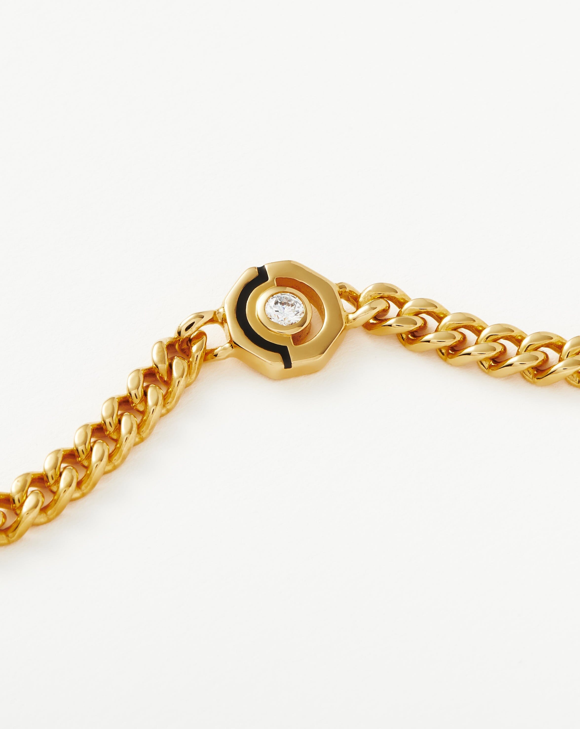 Enamel & Stone Byline Hex Charm Bracelet | 18ct Gold Plated/Cubic Zirconia Bracelets Missoma 