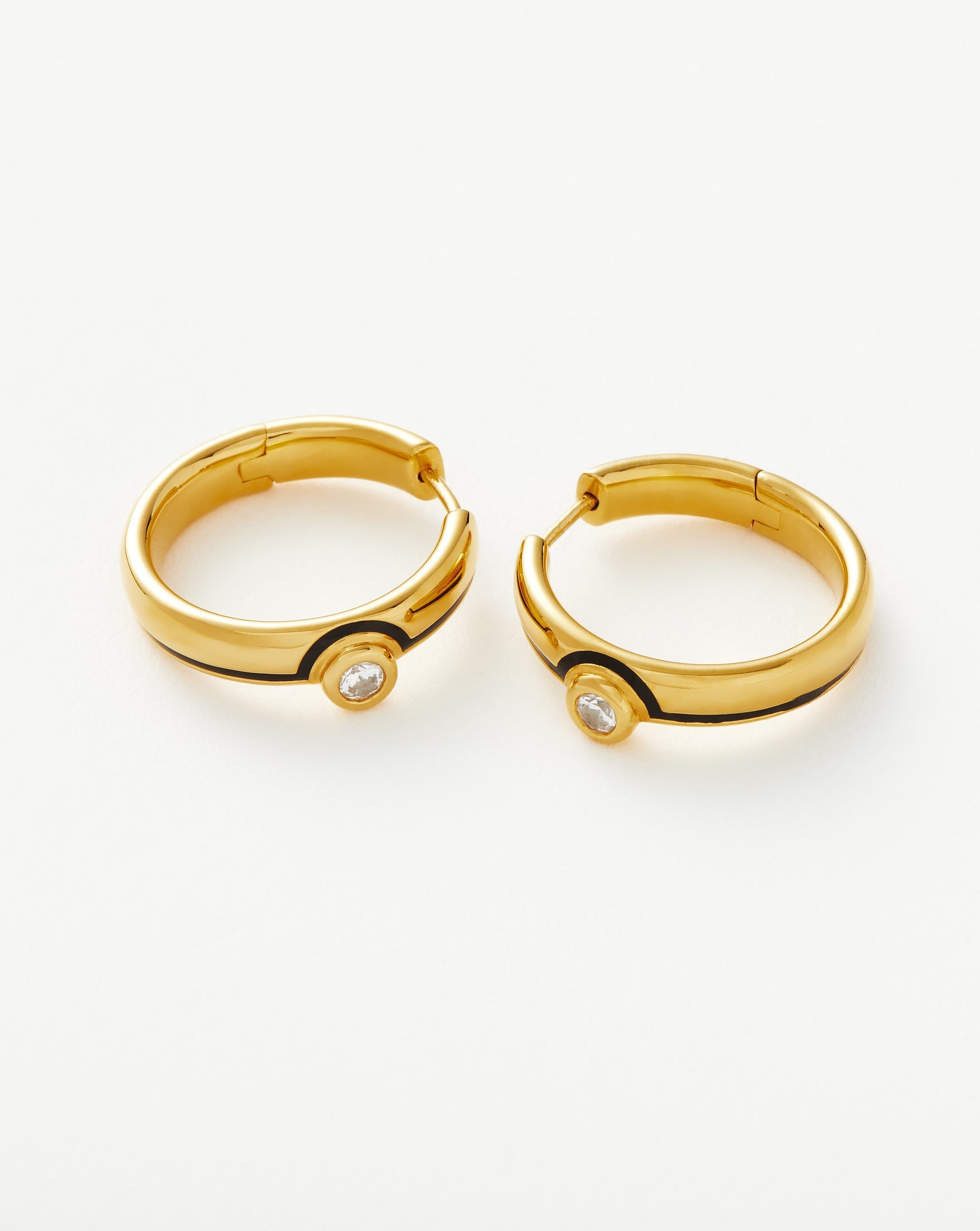 Enamel & Stone Byline Medium Hoop Earrings | 18ct Gold Plated Vermeil/Cubic Zirconia Earrings Missoma 