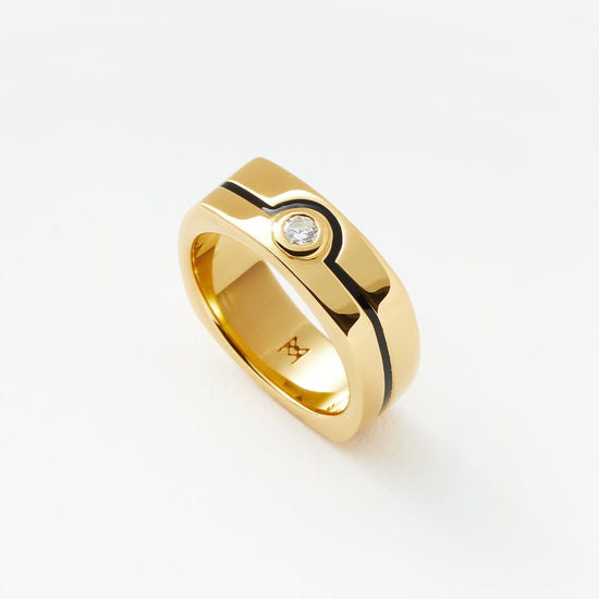 Enamel & Stone Byline Wide Band Ring | 18ct Gold Plated/Cubic Zirconia Rings Missoma 