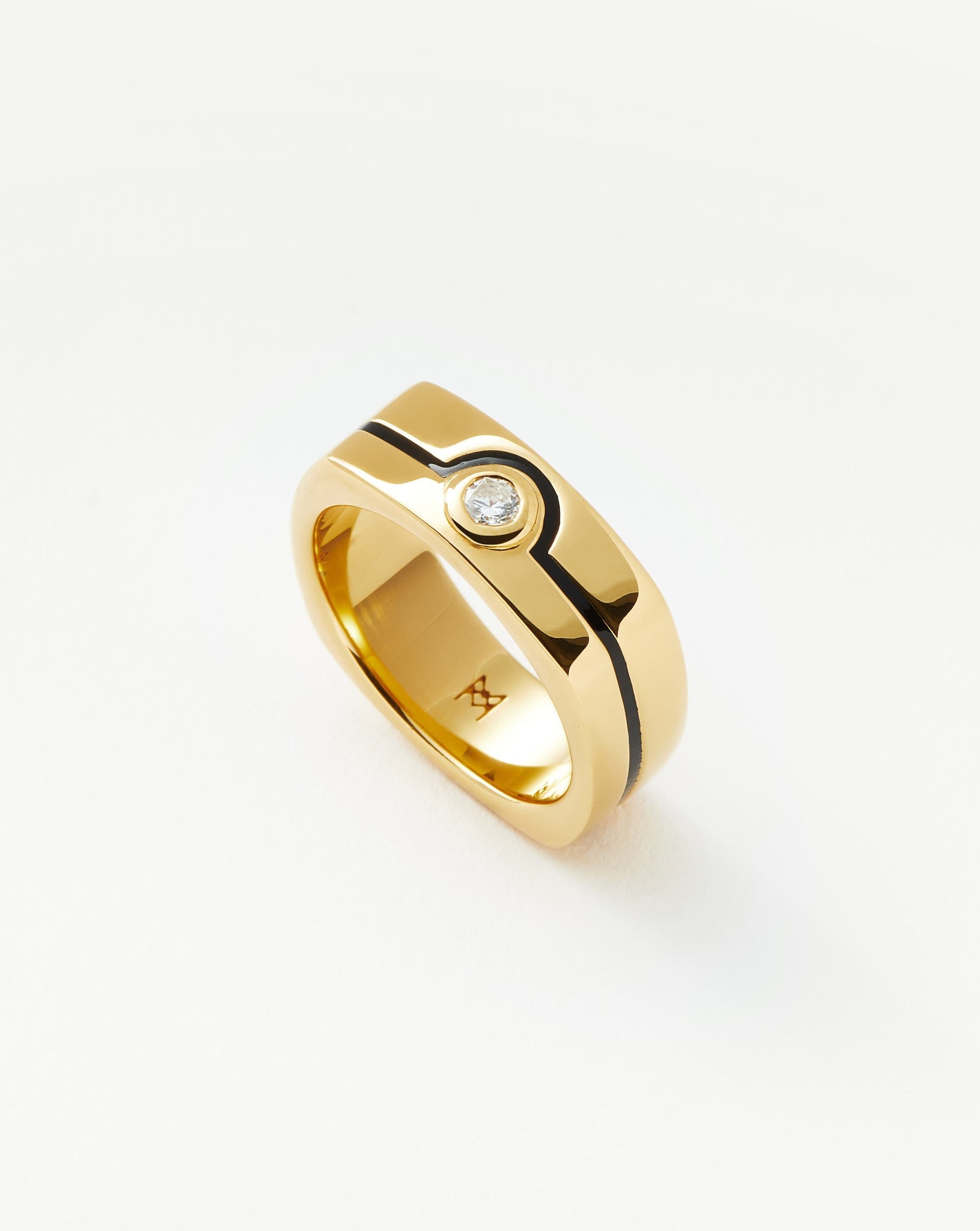 Enamel & Stone Byline Wide Band Ring | 18ct Gold Plated/Cubic Zirconia Rings Missoma 