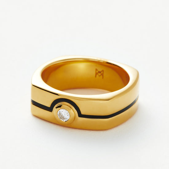 Enamel & Stone Byline Wide Band Ring | 18ct Gold Plated/Cubic Zirconia Rings Missoma 