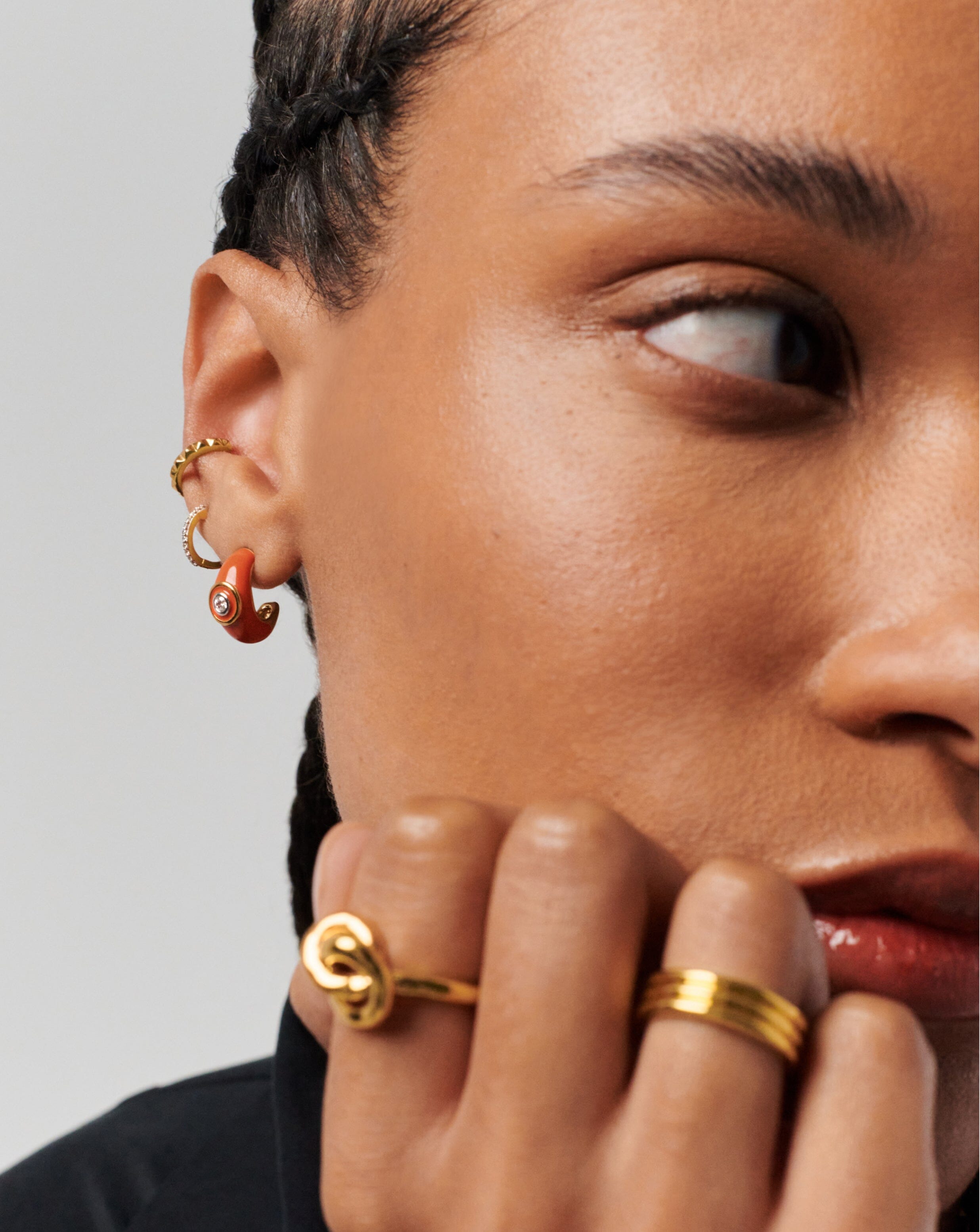 Enamel & Stone Dome Mini Hoop Earrings Earrings Missoma 