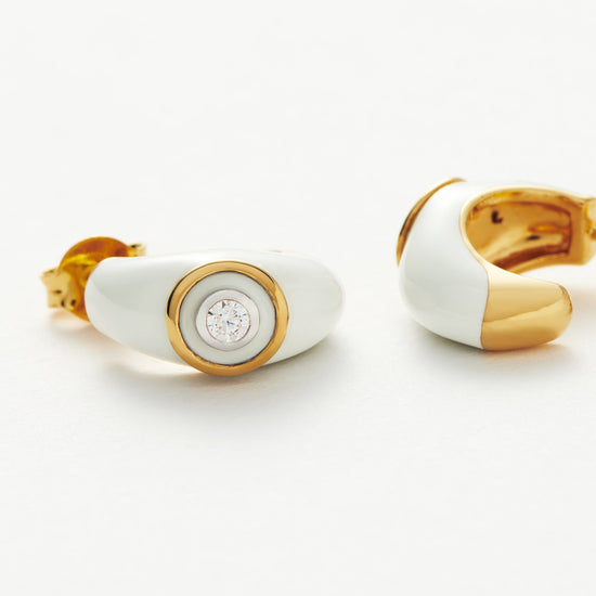 Enamel & Stone Dome Mini Hoop Earrings Earrings Missoma 