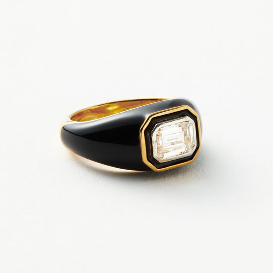 Enamel & Stone Dome Statement Ring | 18ct Gold Plated Vermeil/Black Rings Missoma 
