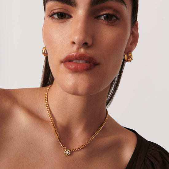 Enamel & Stone Floating Hex Pendant Chain Necklace | 18ct Gold Plated/Cubic Zirconia Necklaces Missoma 