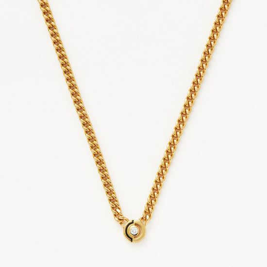 Enamel & Stone Floating Hex Pendant Chain Necklace | 18ct Gold Plated/Cubic Zirconia Necklaces Missoma 