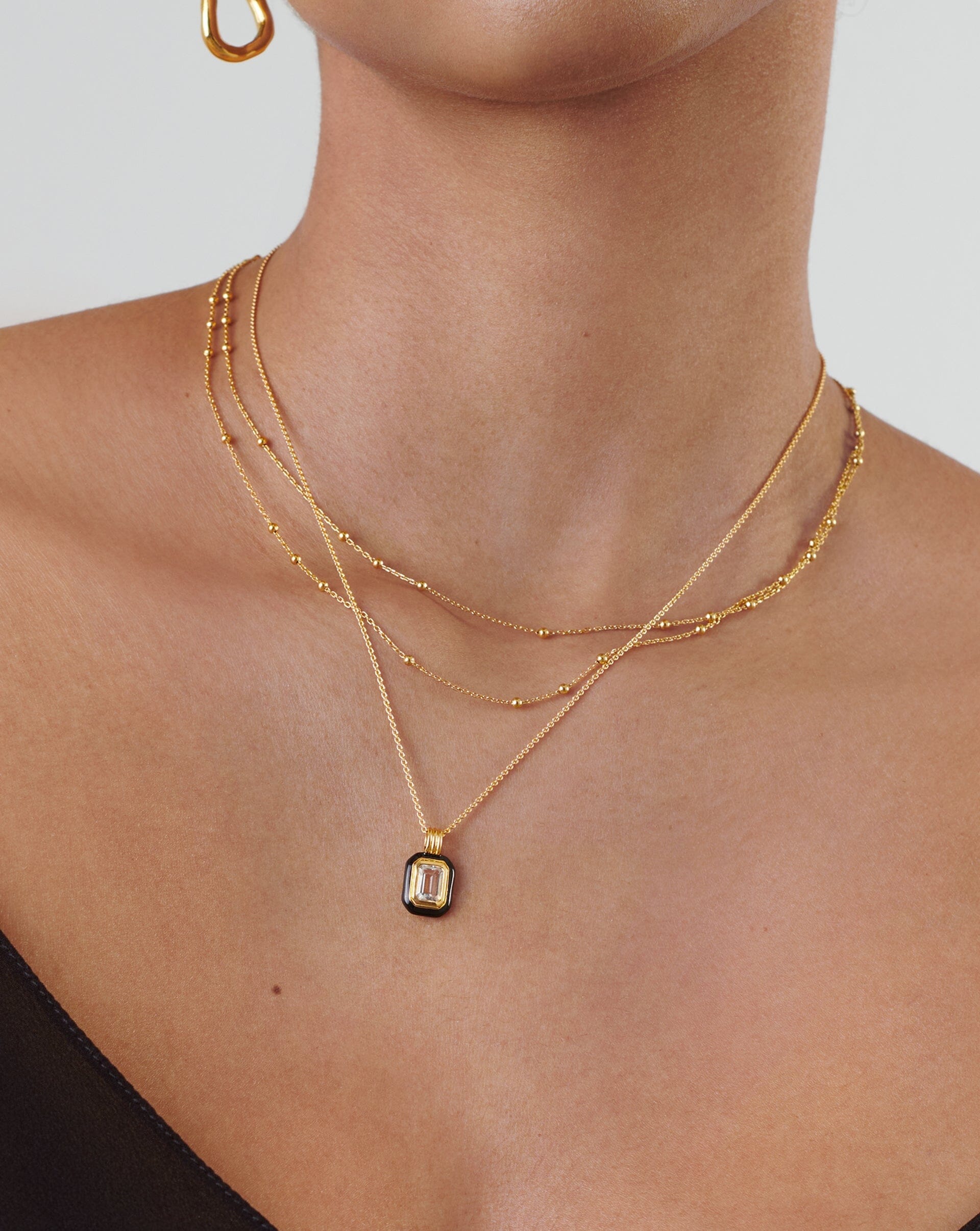 Enamel & Stone Pendant Necklace | 18ct Gold Plated Vermeil/Blue Cubic Zirconia Necklaces Missoma 