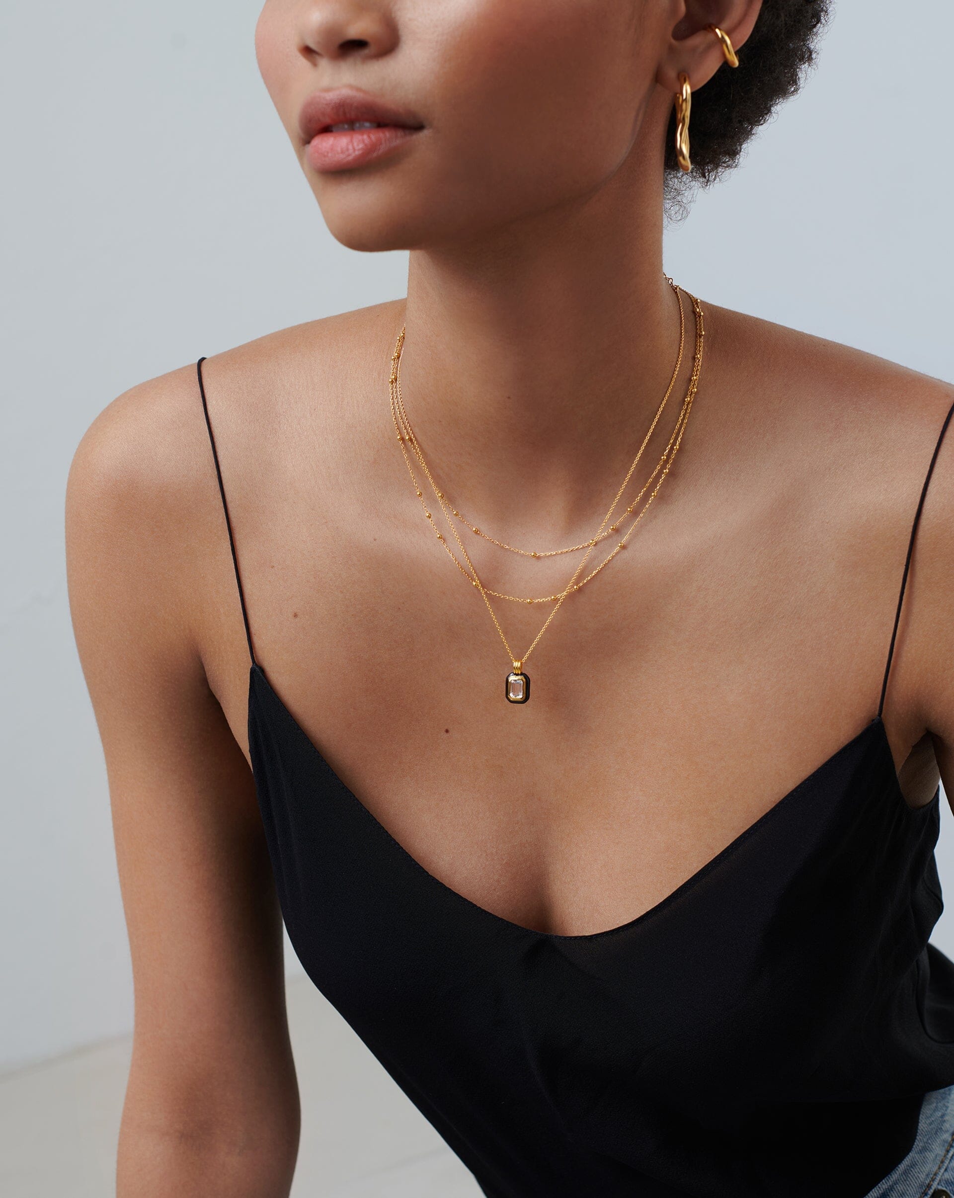 Enamel & Stone Pendant Necklace | 18ct Gold Plated Vermeil/Blue Cubic Zirconia Necklaces Missoma 