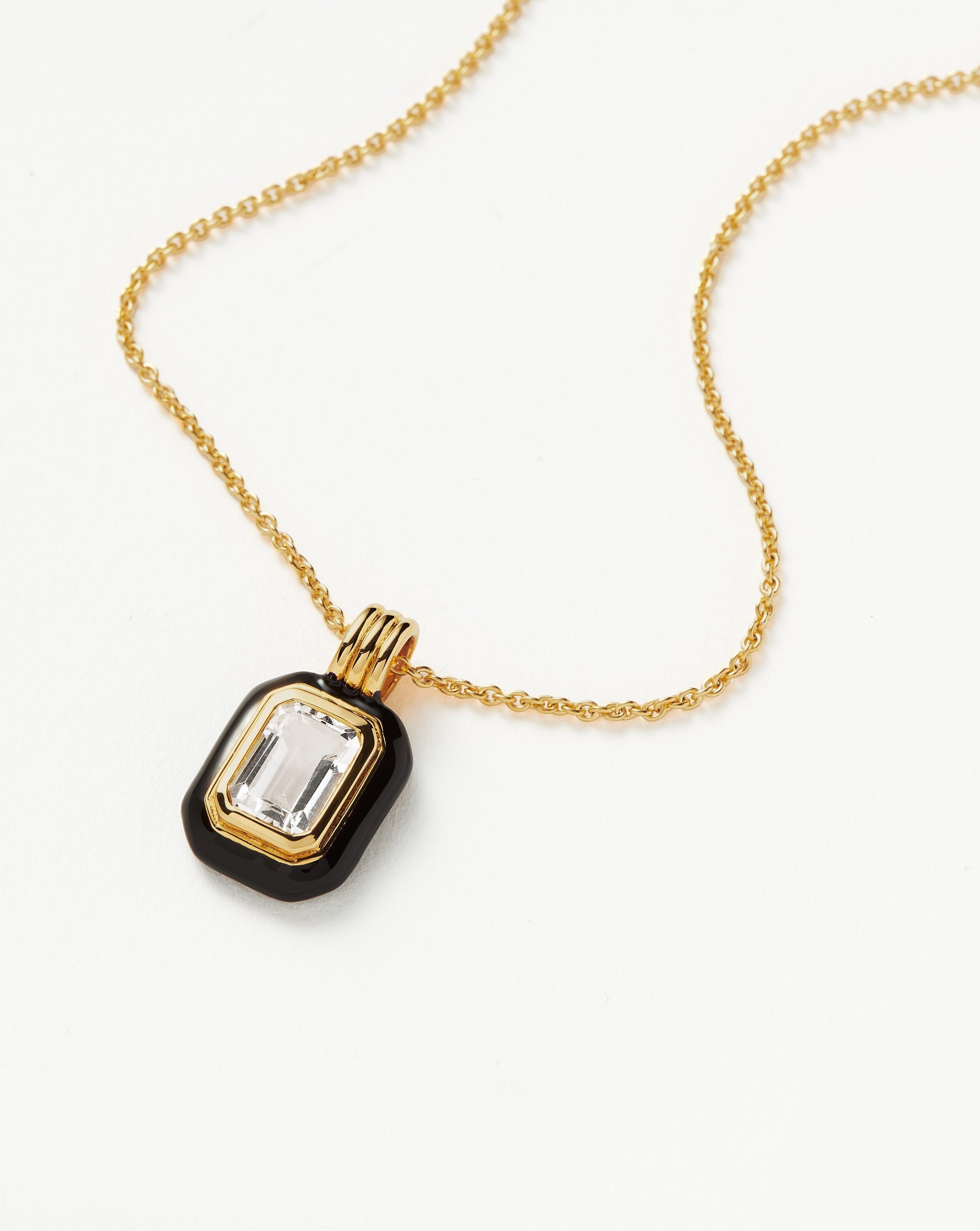 Enamel & Stone Pendant Necklace | 18ct Gold Plated Vermeil/Crystal Quartz Necklaces Missoma 