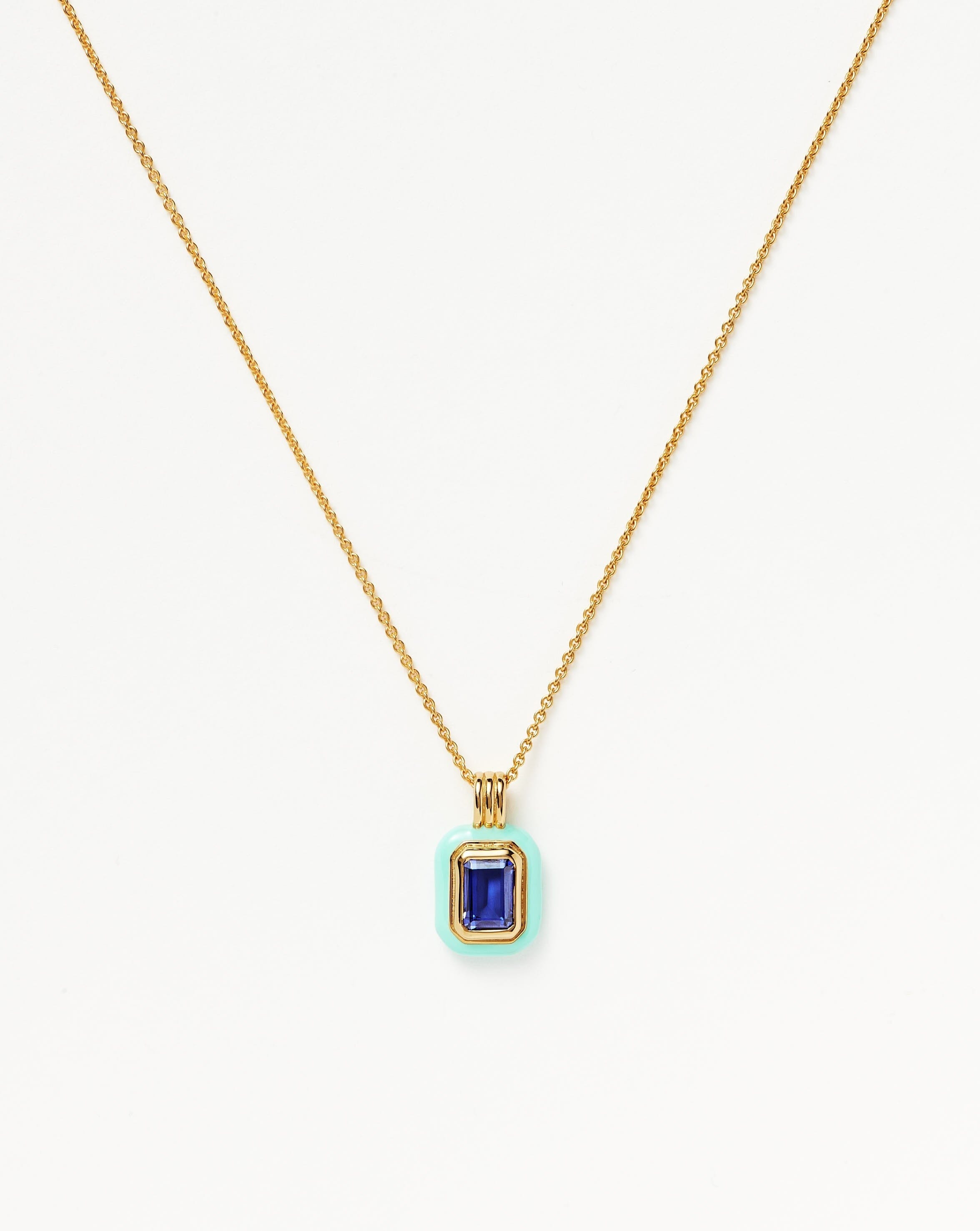 Enamel & Stone Pendant Necklace | 18ct Gold Plated Vermeil/Dark Blue Cubic Zirconia Necklaces Missoma 