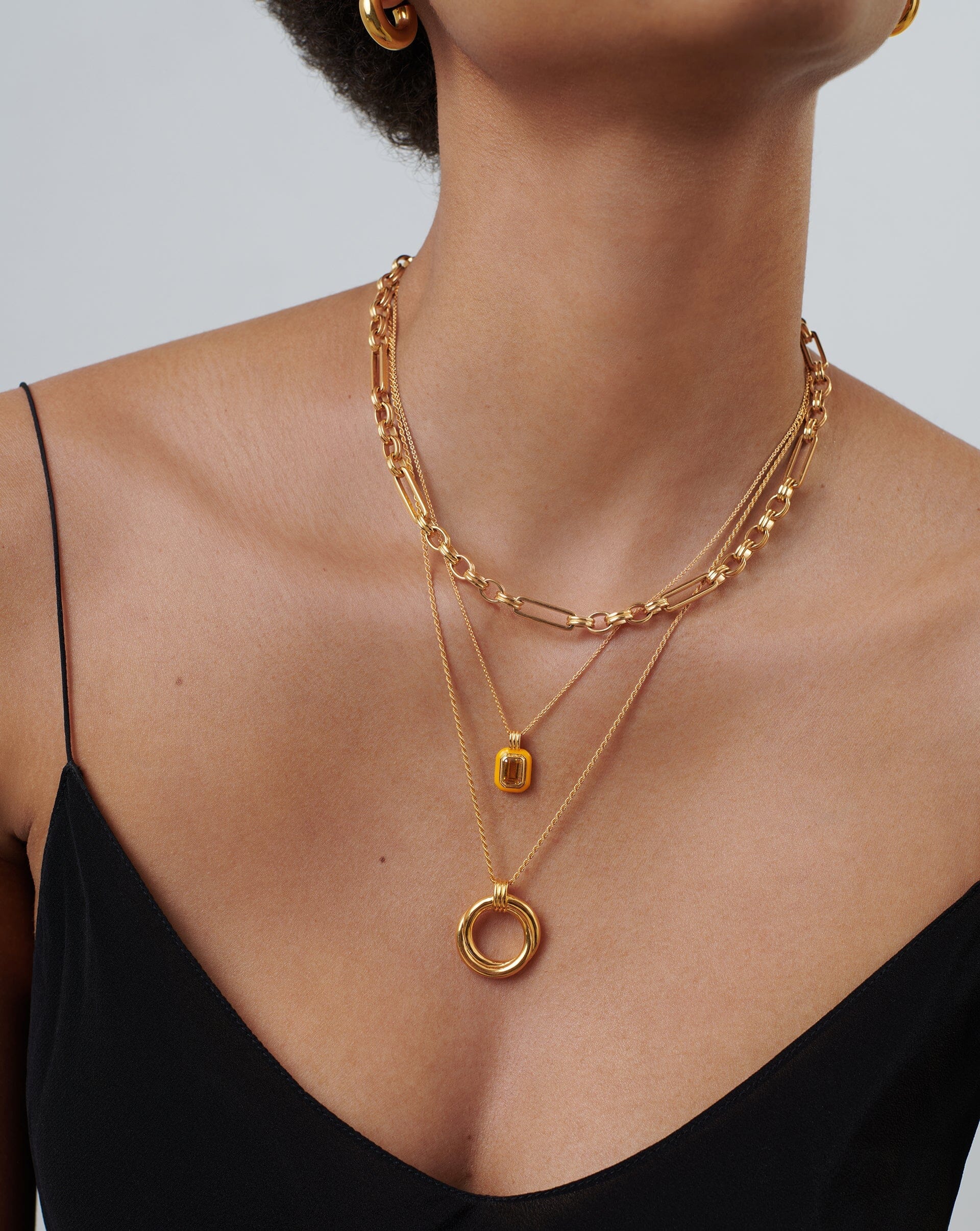 Enamel & Stone Pendant Necklace | 18ct Gold Plated Vermeil/Yellow Cubic Zirconia Necklaces Missoma 