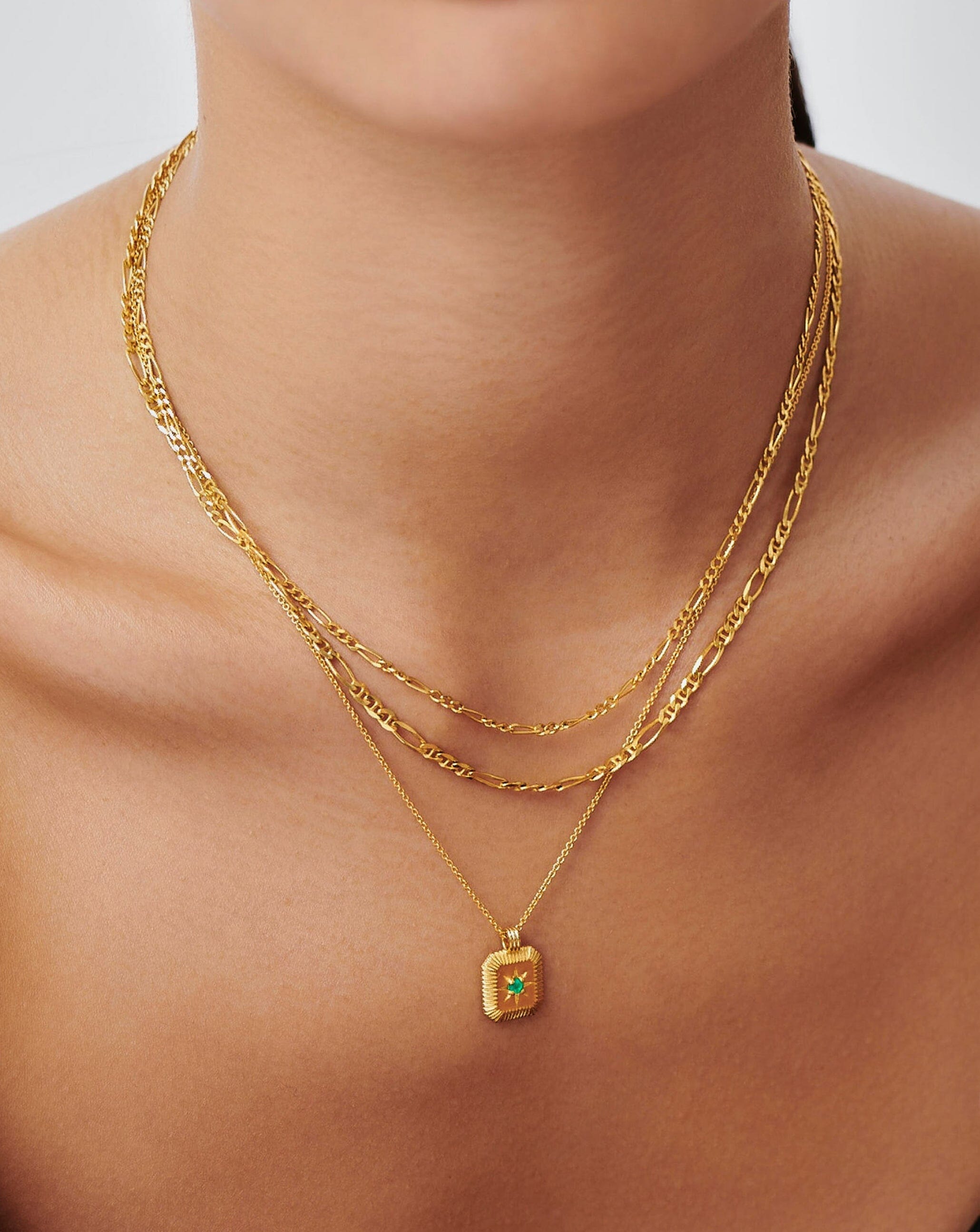 Star Ridge Birthstone Pendant Necklace 18ct Gold Vermeil Green