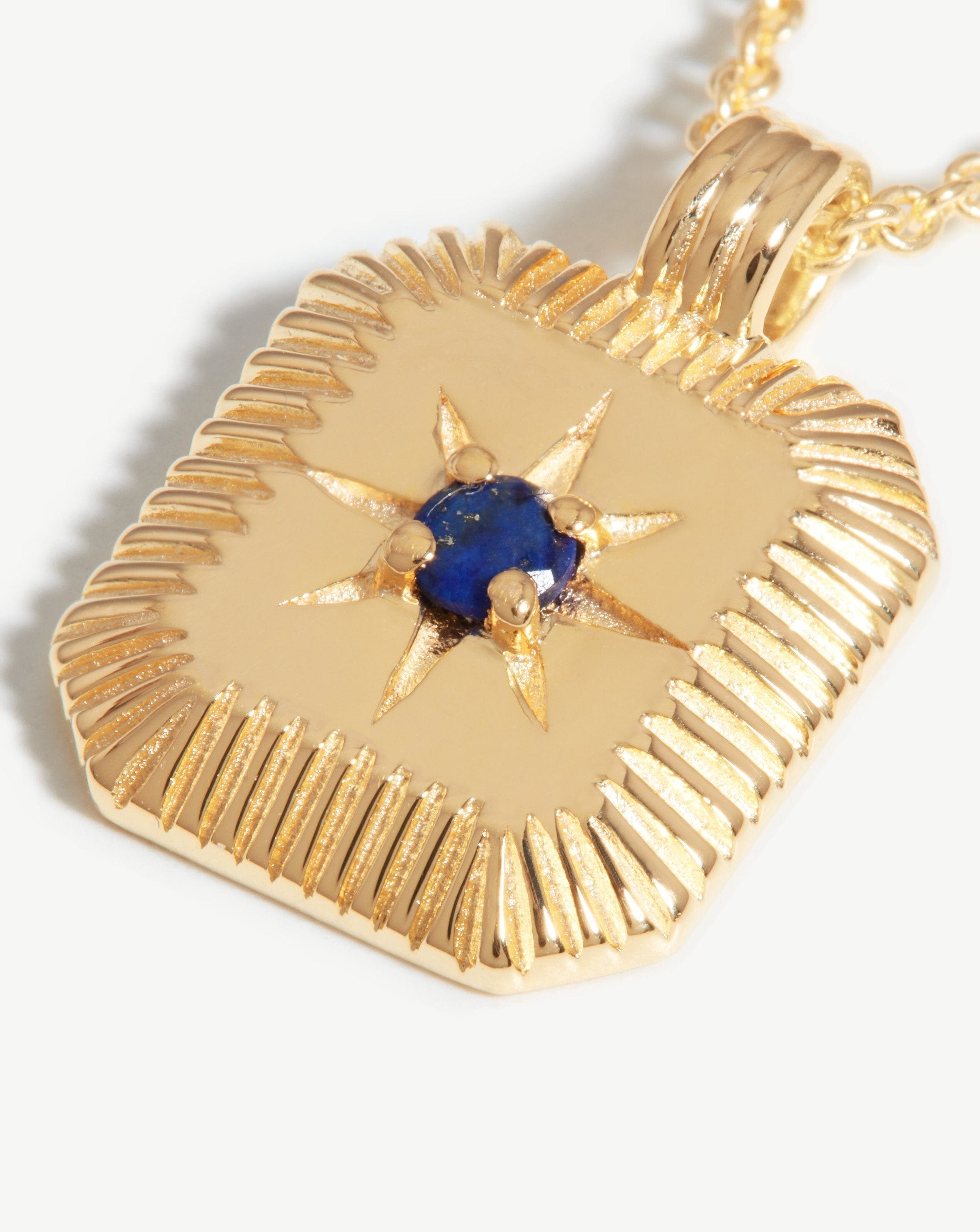 Engravable Birthstone Star Ridge Pendant Necklace - Lapis/September Necklaces Missoma 