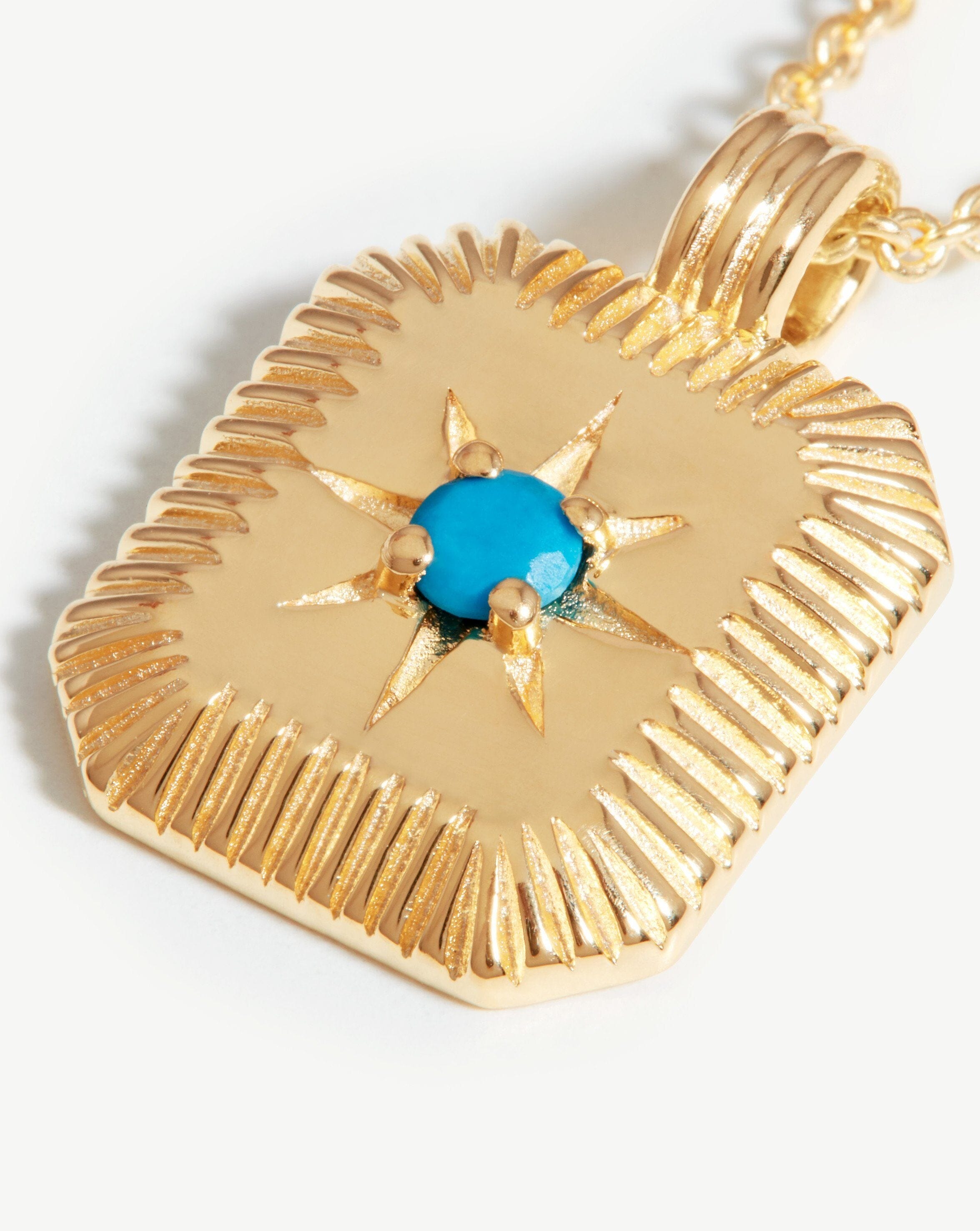 Engravable Birthstone Star Ridge Pendant Necklace - Turquoise Magnesite/December Necklaces Missoma 