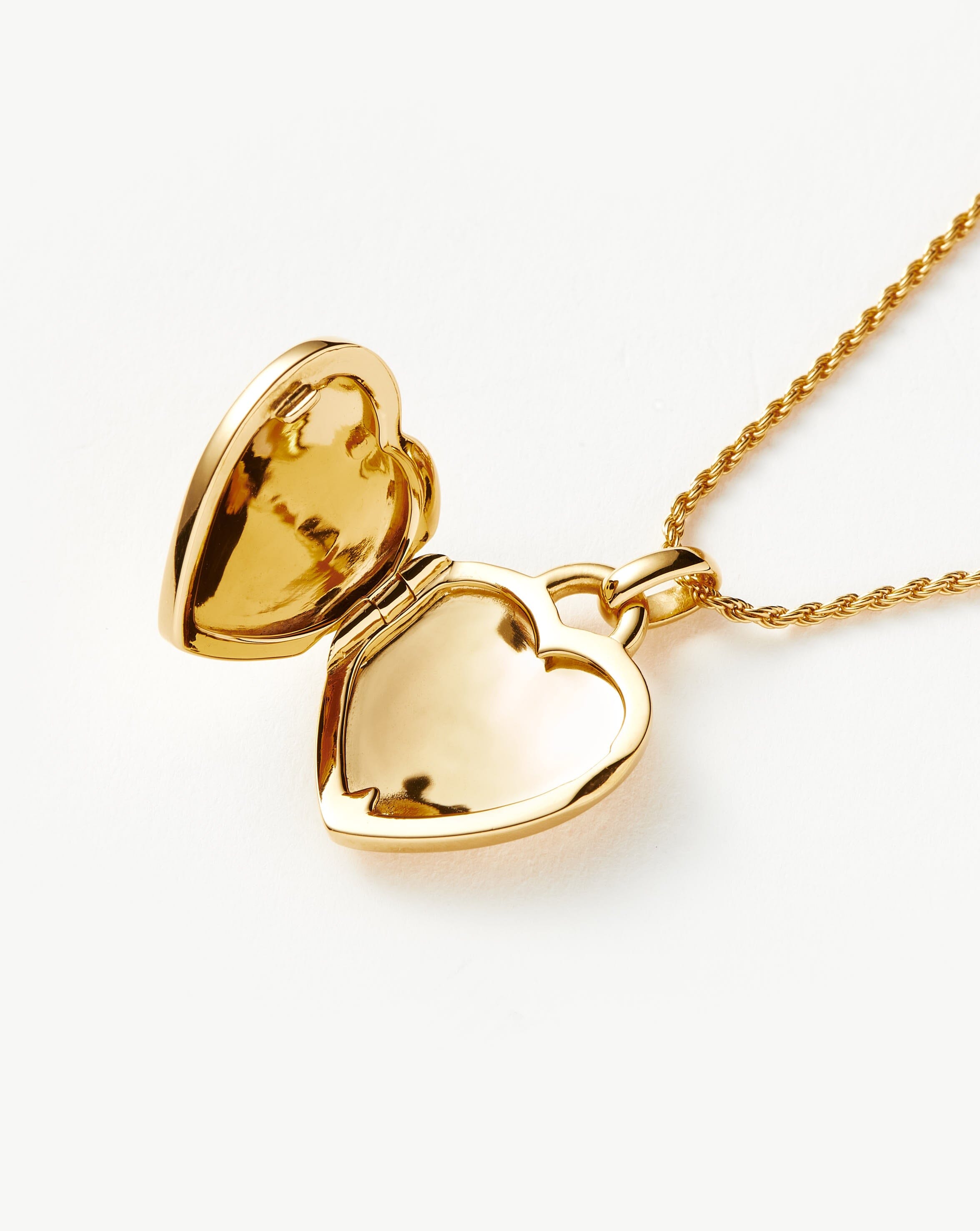 Engravable Heart Ridge Locket Pendant Necklace | 18ct Gold Plated Vermeil/Rainbow Moonstone Necklaces Missoma 