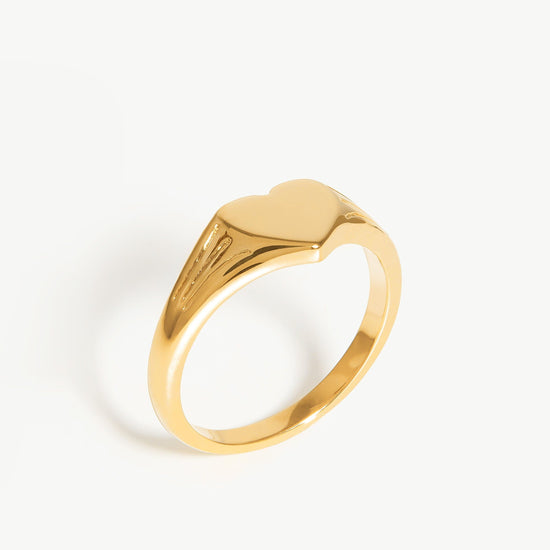 Engravable Heart Signet Ring | 18ct Gold Plated Vermeil Rings Missoma 