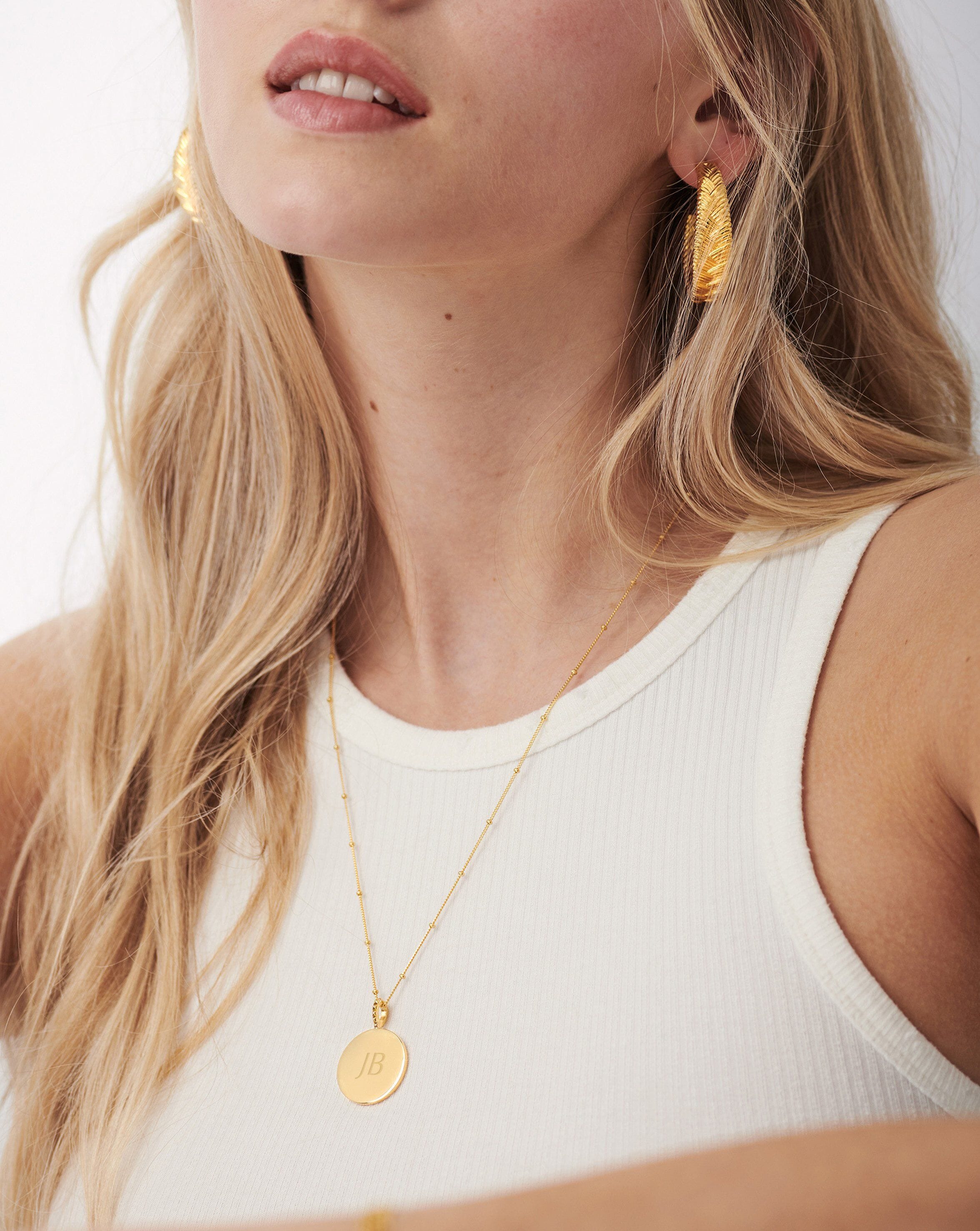 Engravable Large Round Disc Necklace | 18ct Gold Plated Vermeil Necklaces Missoma 