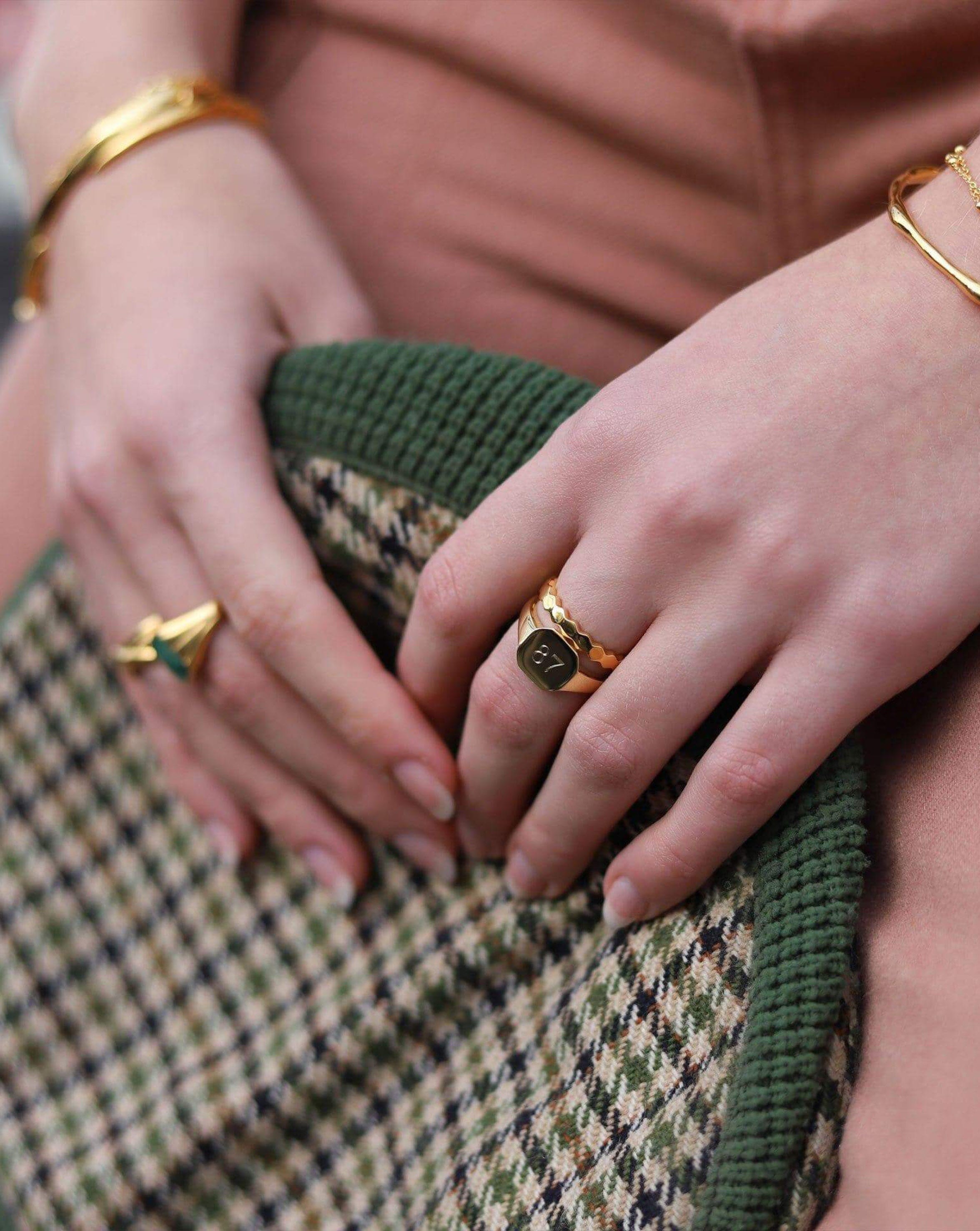 Engravable Octa Signet Ring | 18ct Gold Plated Vermeil Rings Missoma 