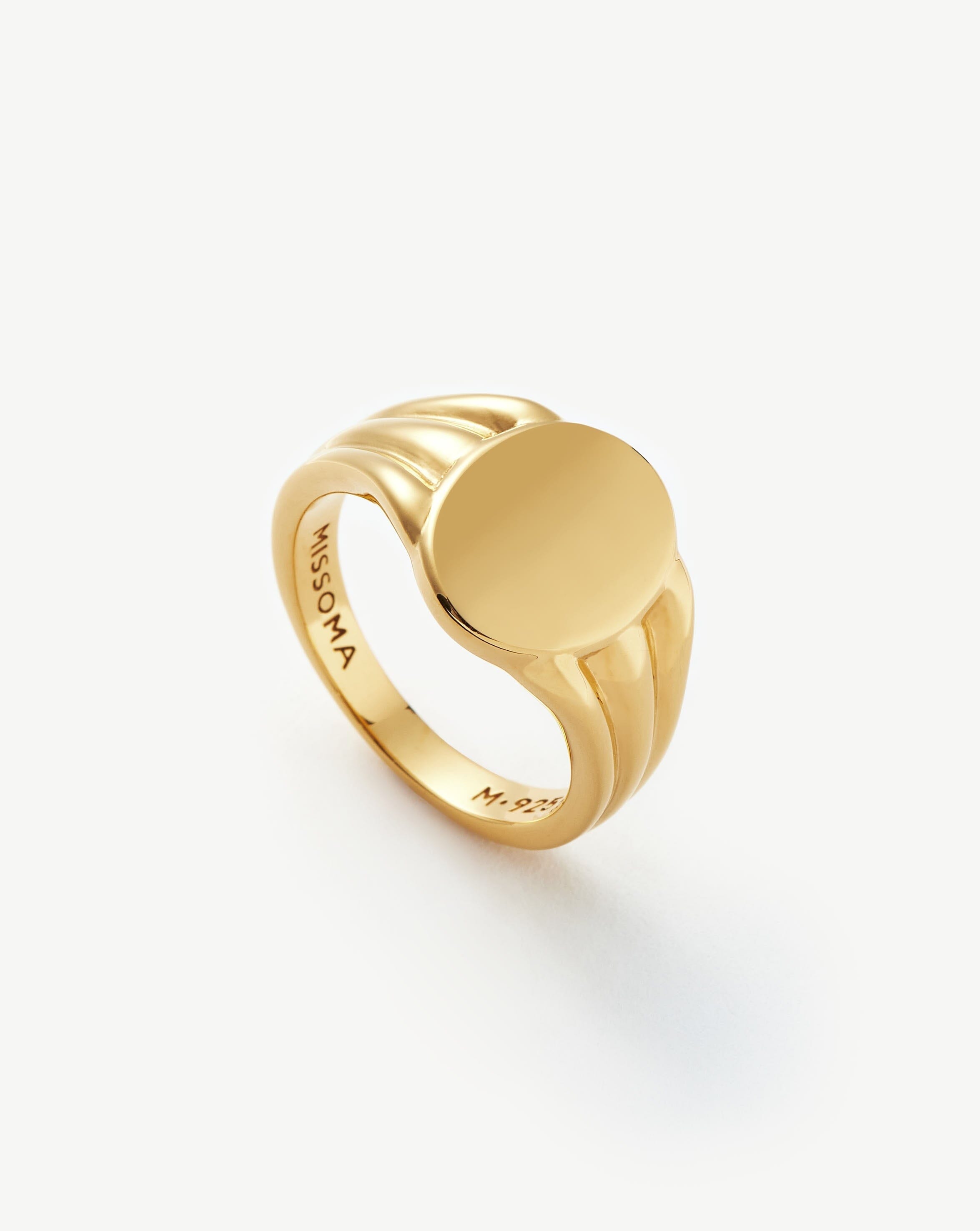 Engravable Oval Signet Ring | 18ct Gold Plated Vermeil Rings Missoma 18ct Gold Plated Vermeil H 