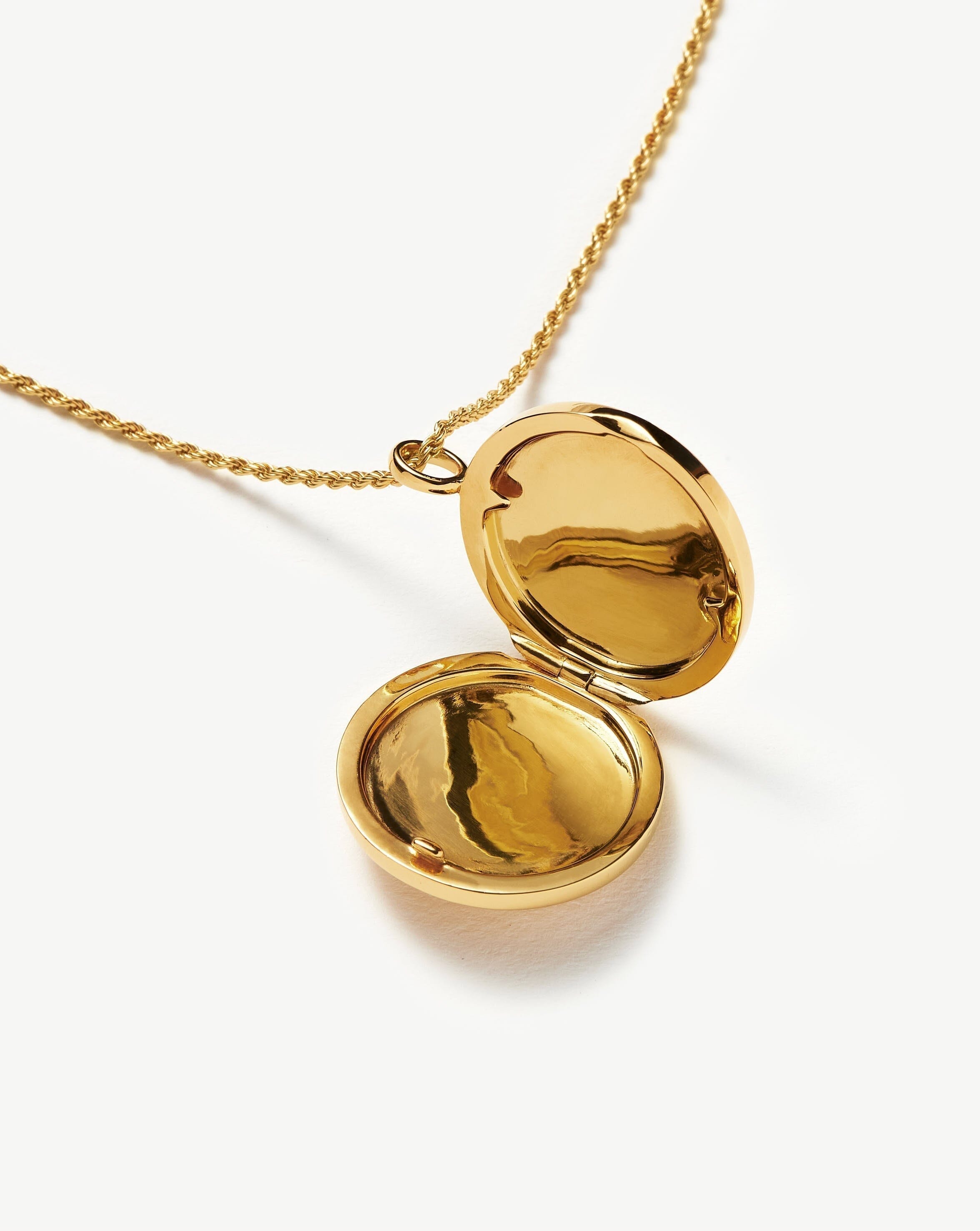 Engravable Round Ridge Locket Pendant Necklace Necklaces Missoma 